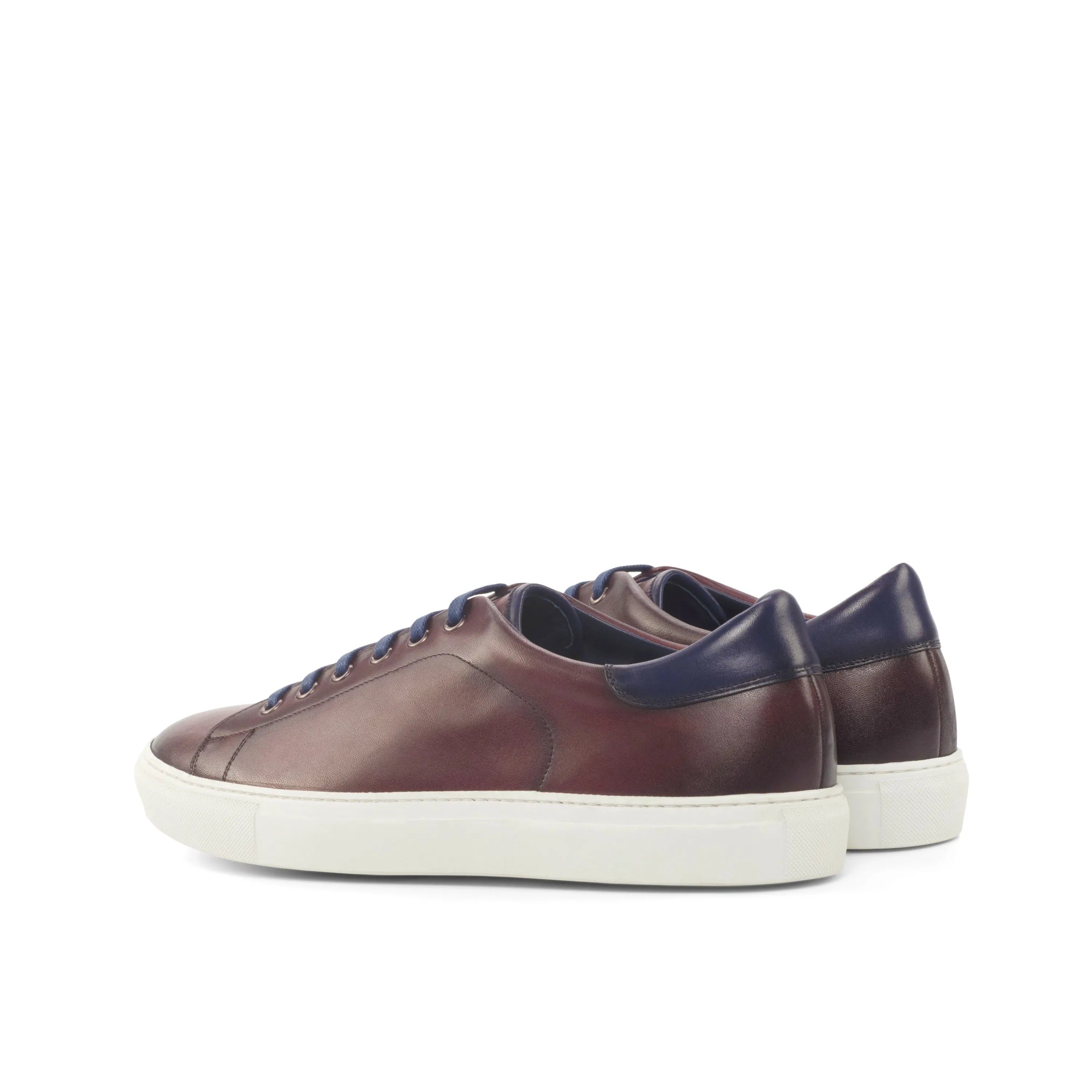 Burgundy leather Gake Trainer Sneakers cupsole trainer painted calf view