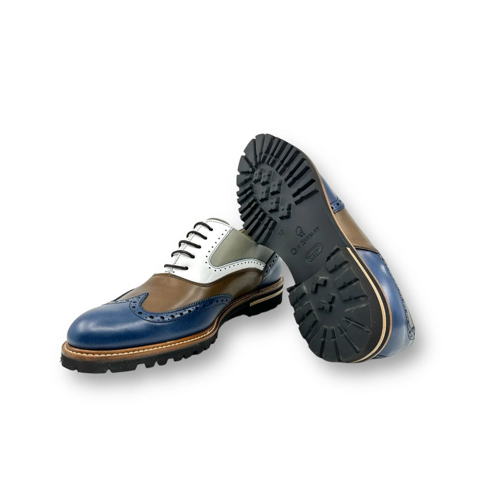 Gaya unisex full brogue shoes in multi-colored painted Italian calf