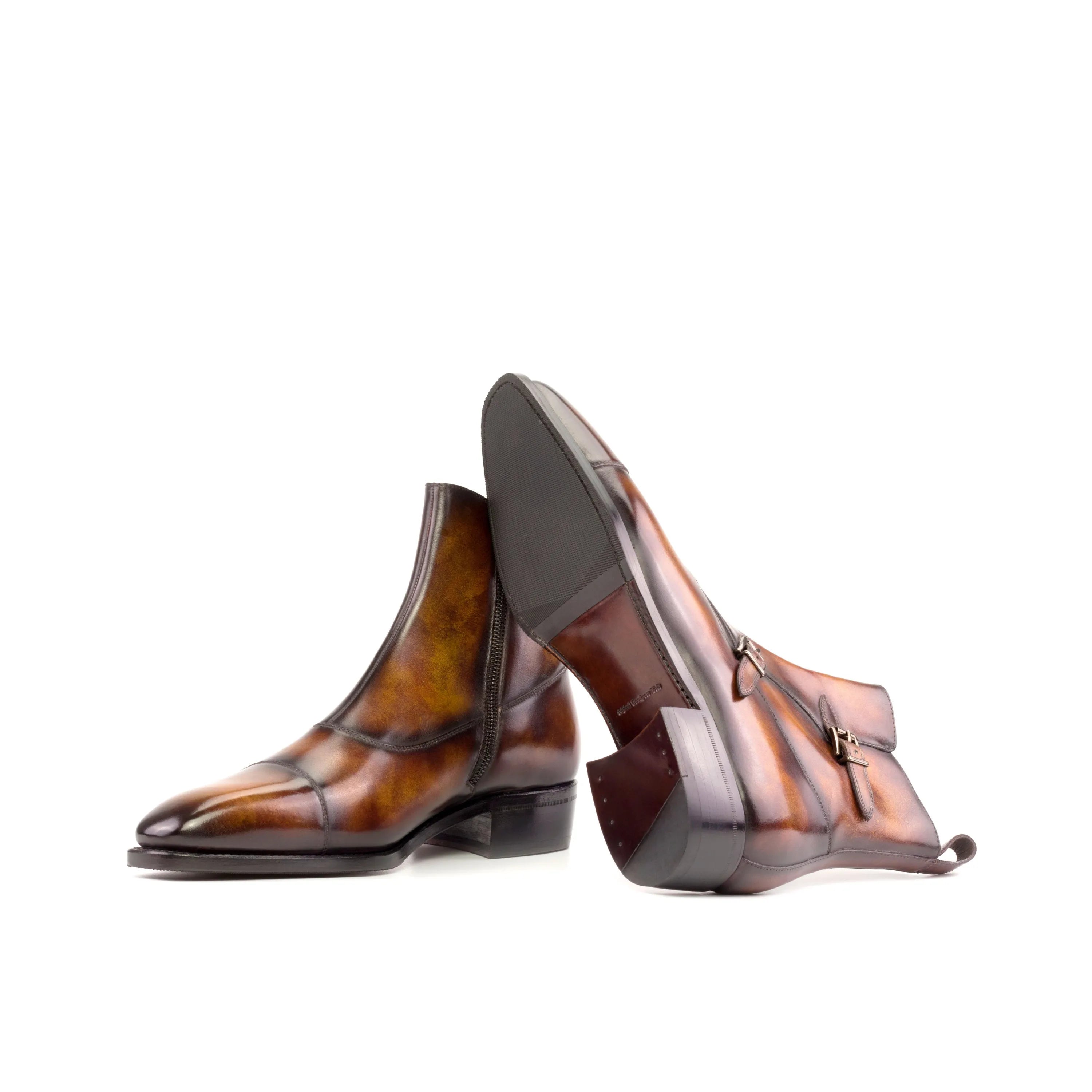 Georgo Octavian Patina brown leather ankle boots back view