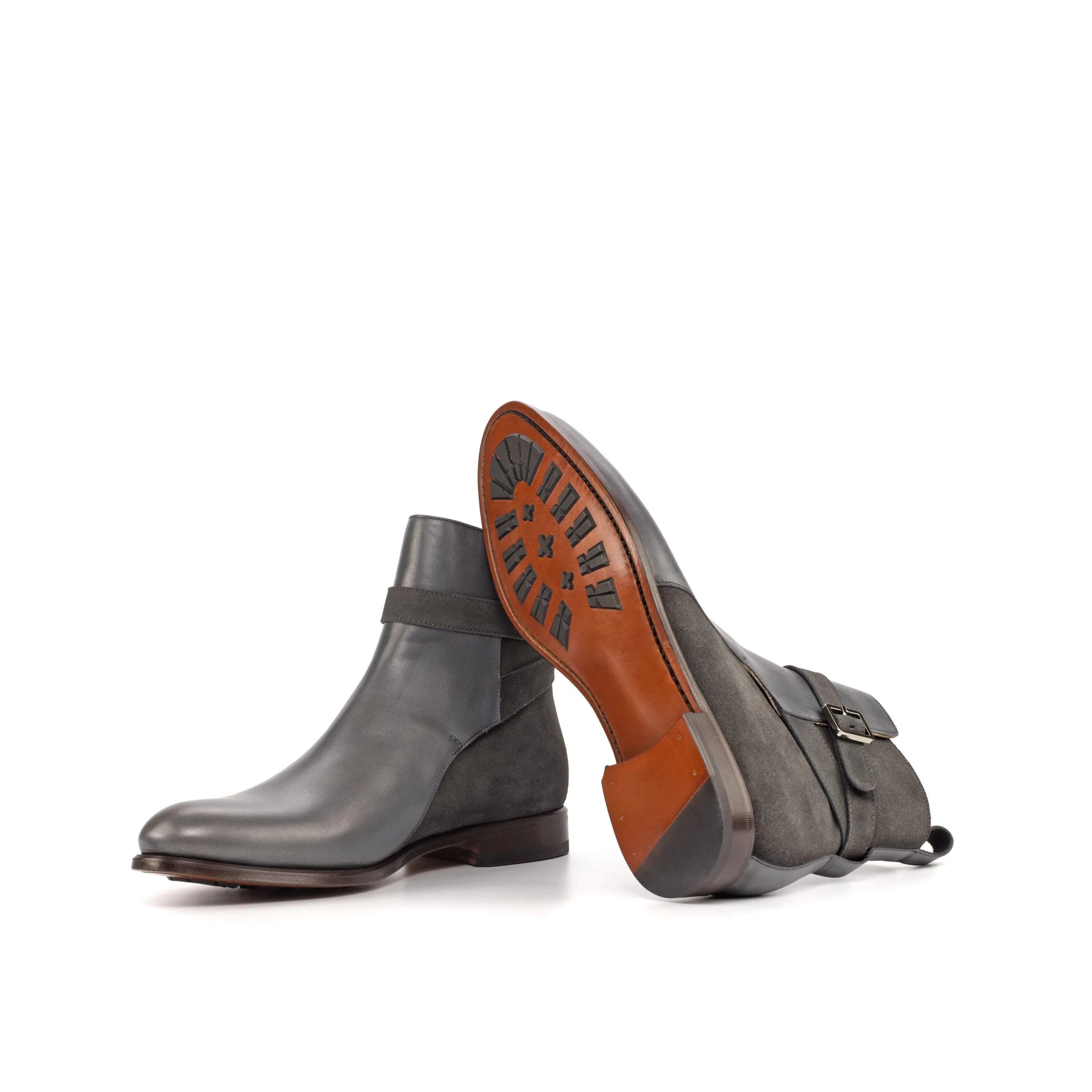 Giliano Jodhpur boots in gray leather, ankle height view