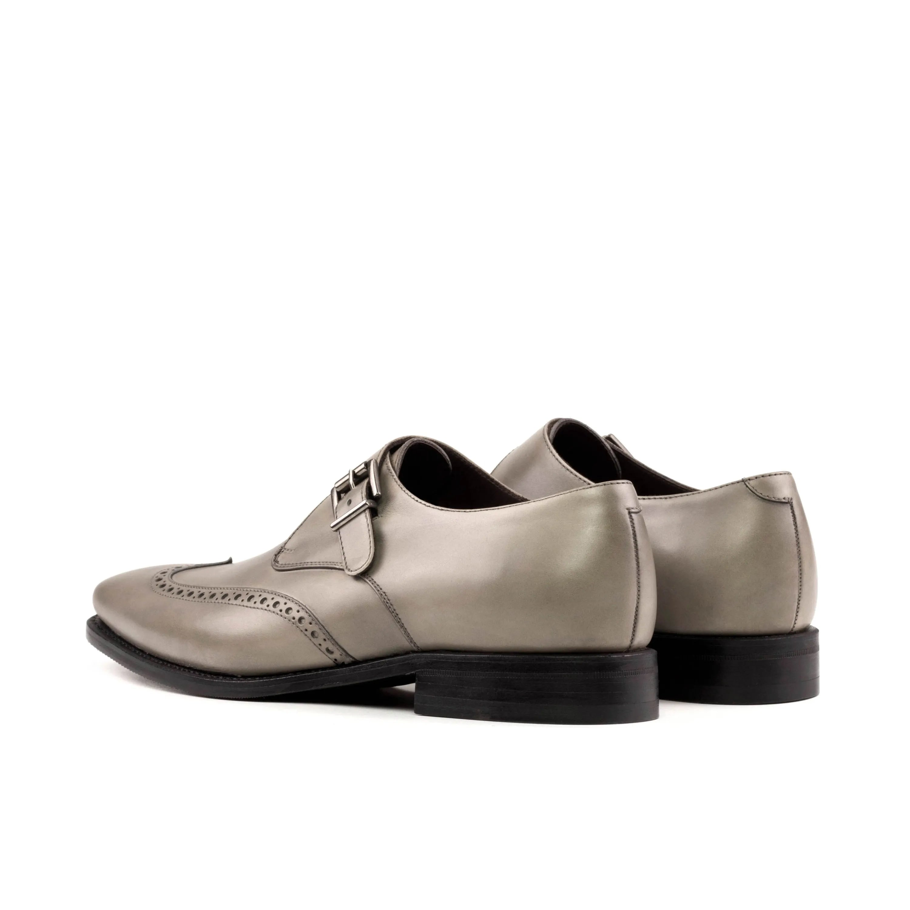 Godfry single monk gray leather shoes back view