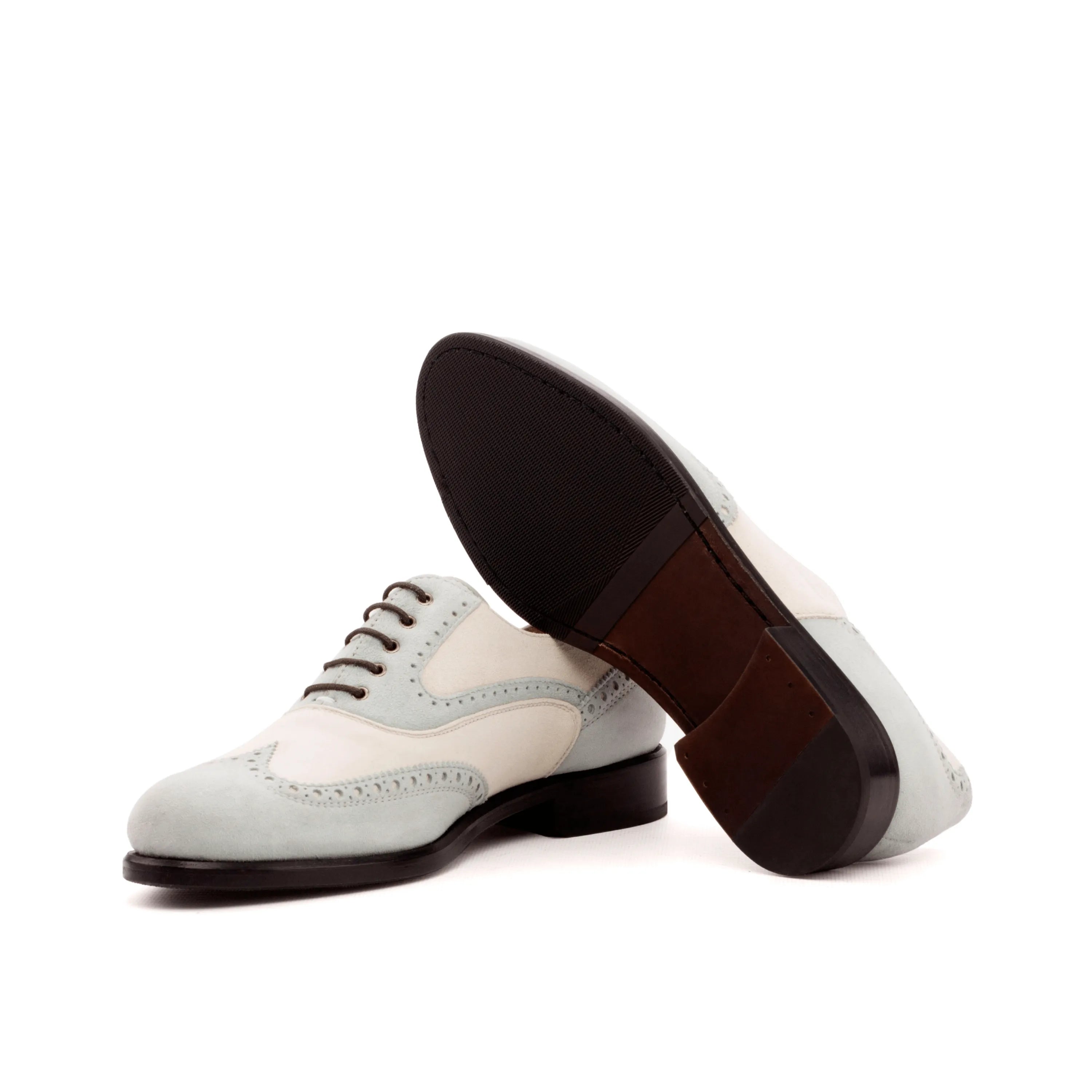 Guda ladies oxford two-tone leather wingtip shoes