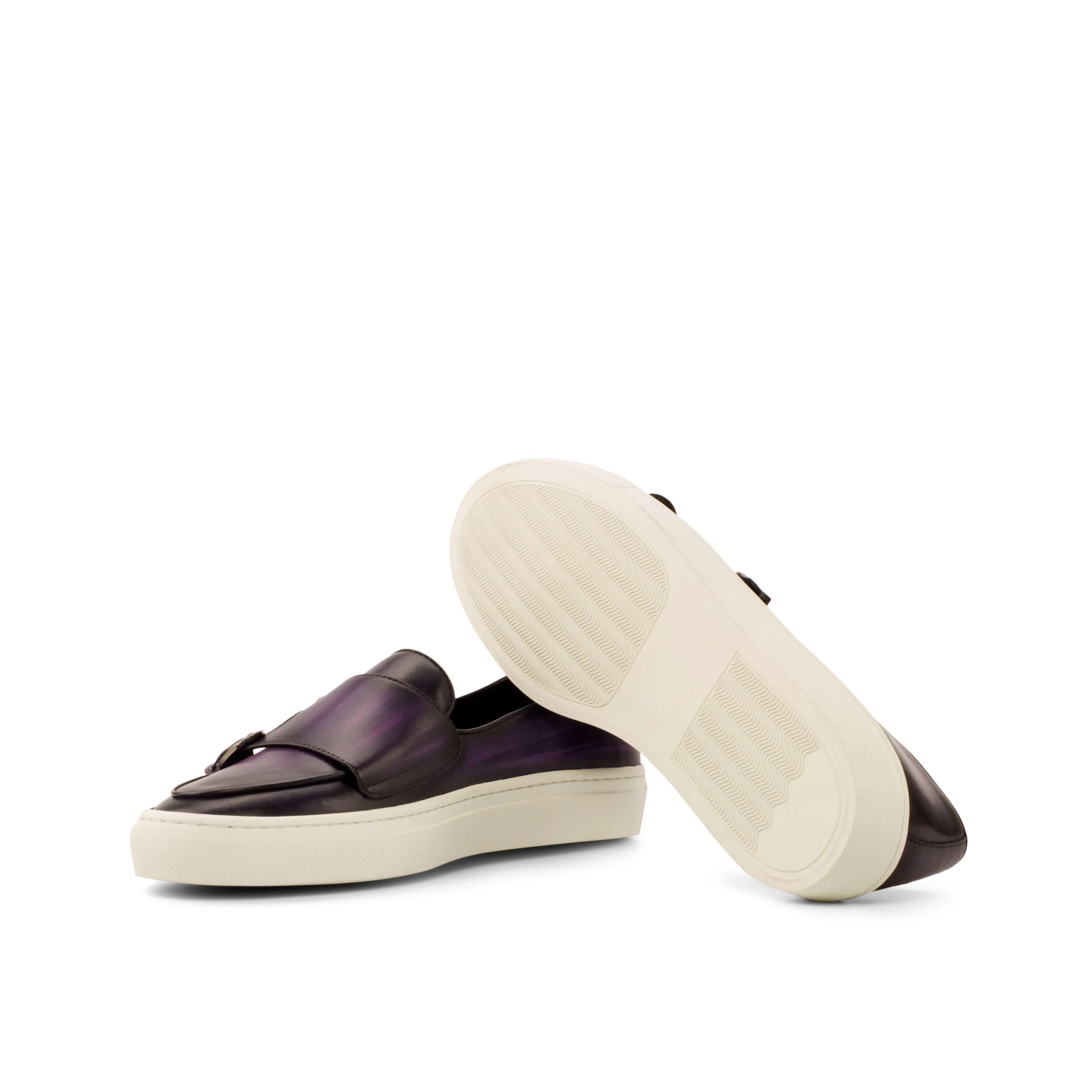 Jacy patina monk sneaker pair of leather slip-on double monk sneakers
