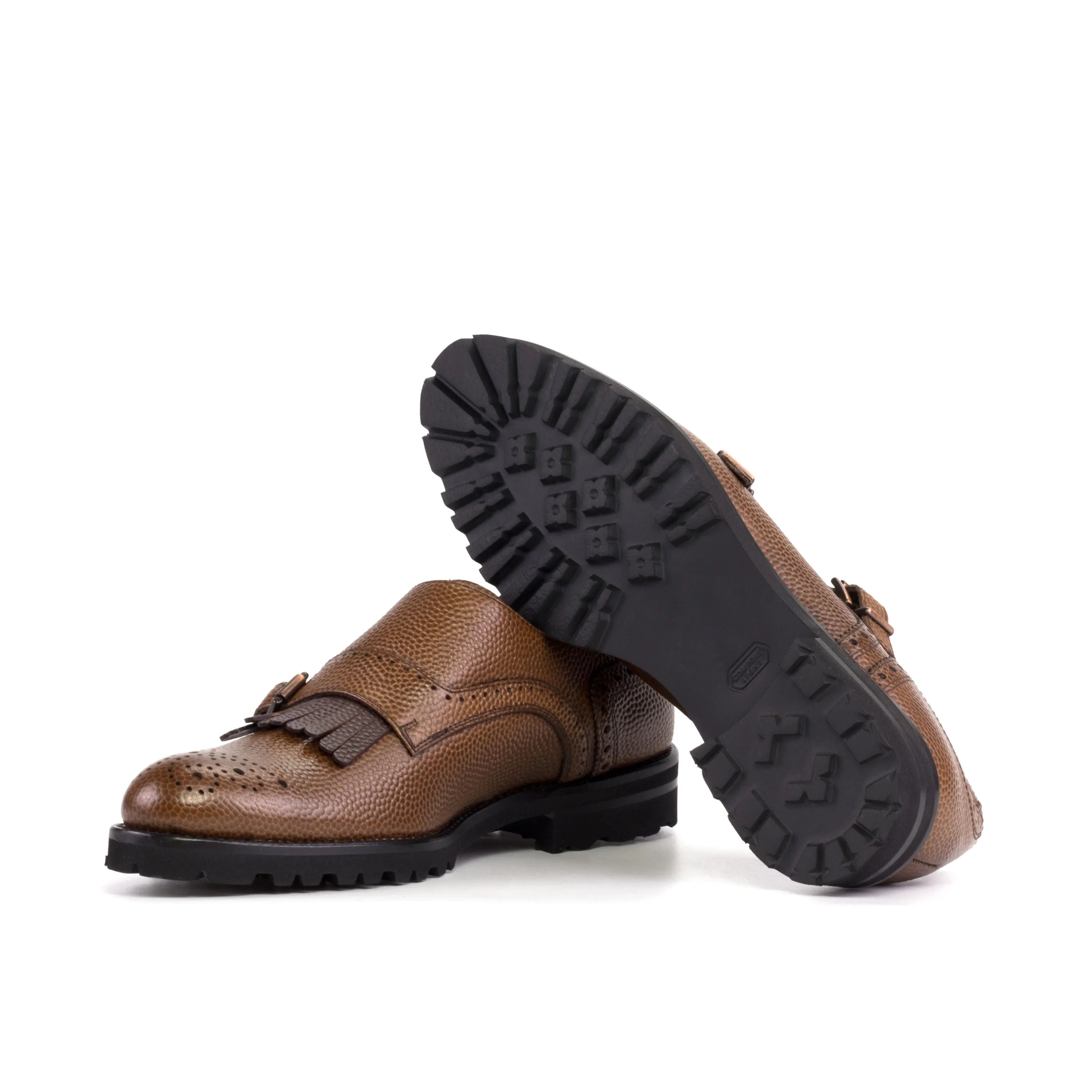 Jalpa Kiltie unisex monk strap brown leather shoes