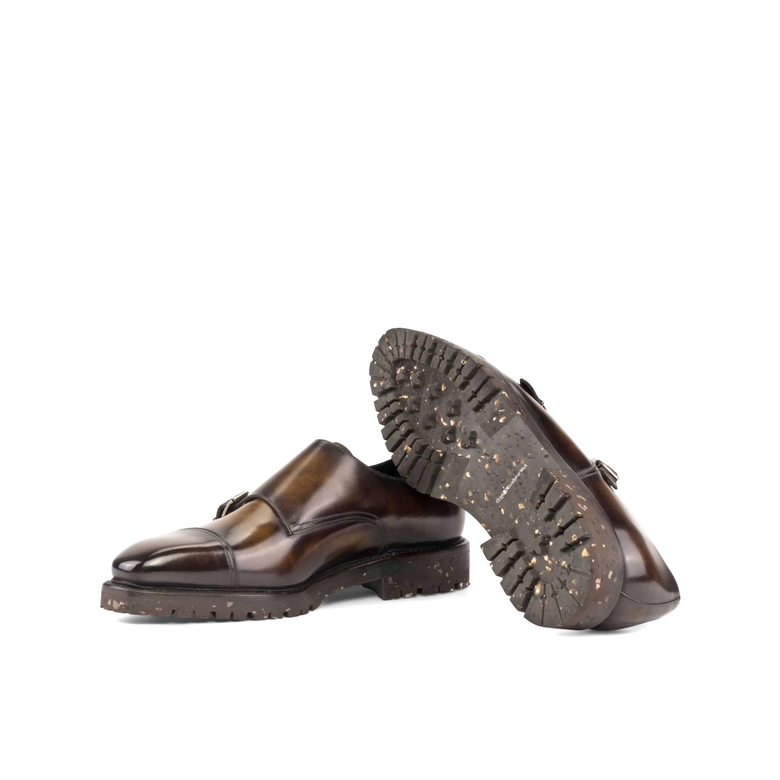 Jamis Patina Double Monk brown leather shoes back view