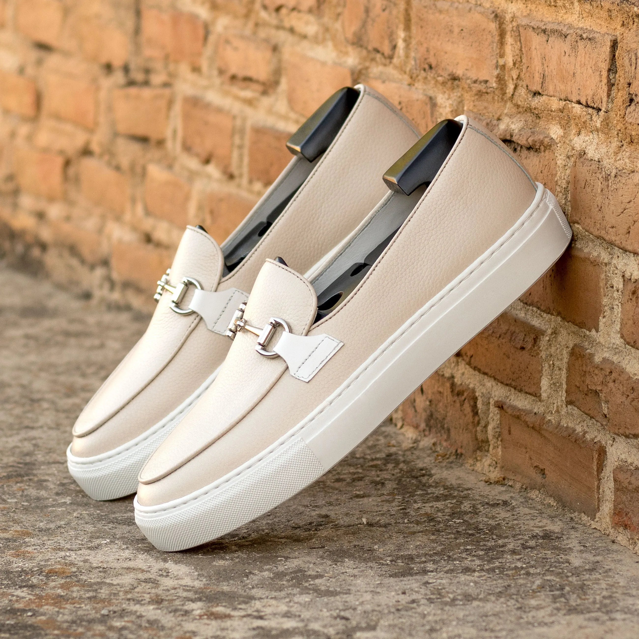 Jbien Belgian sneaker pair of beige leather Belgian loafer