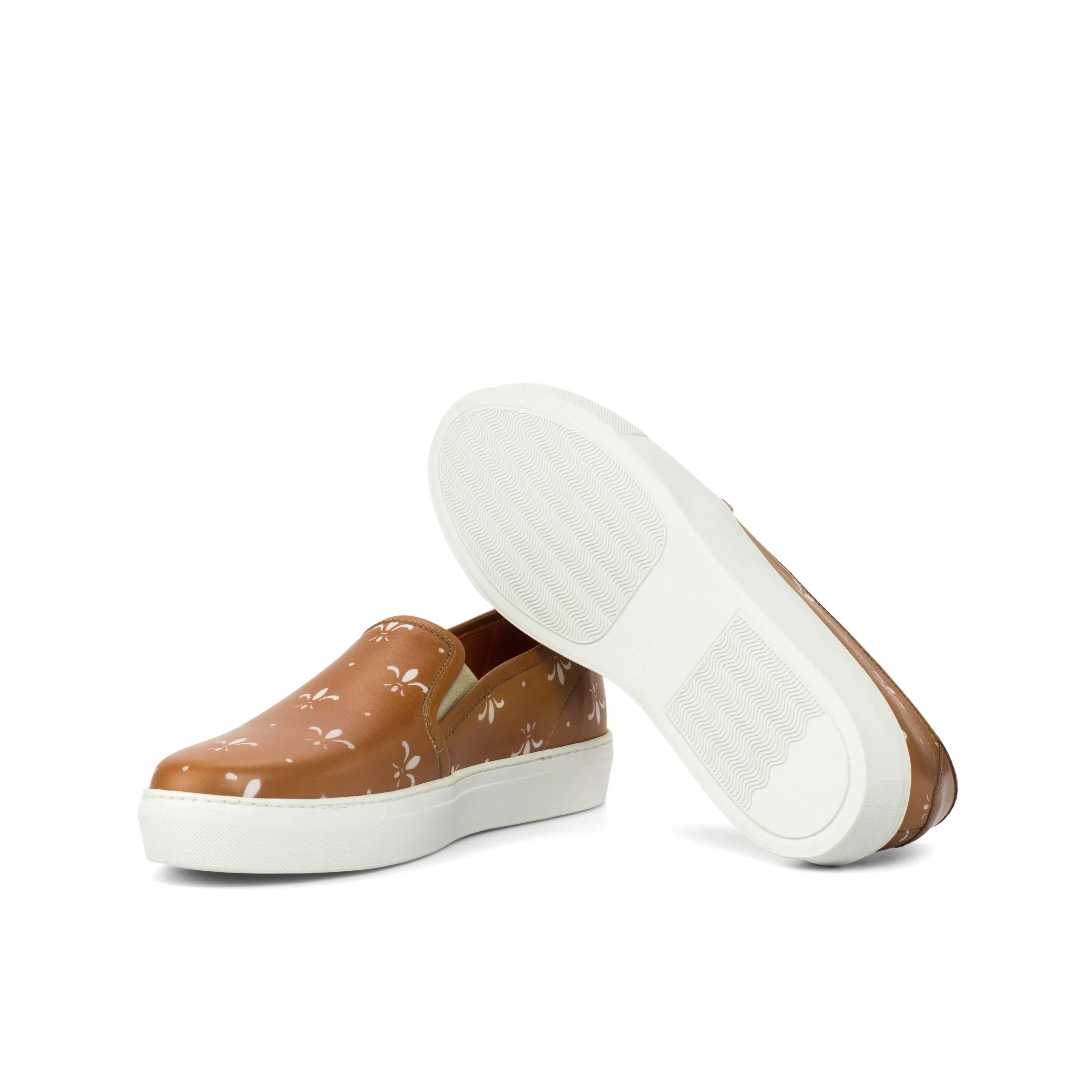 Jina21 womens slipon sneakers: brown slip-on shoes with white soles