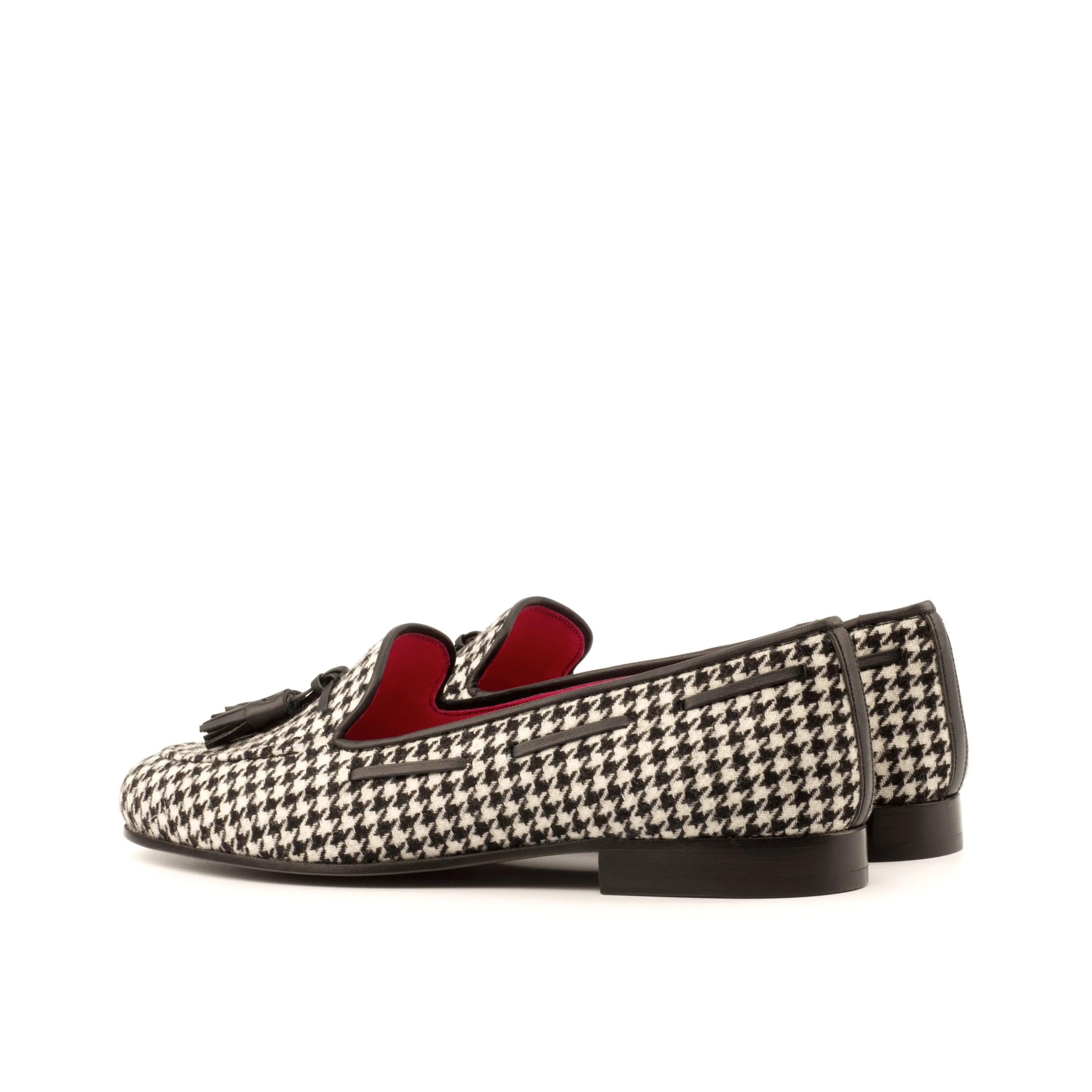 Julia Rose Ladies calf leather houndstooth tassel loafers