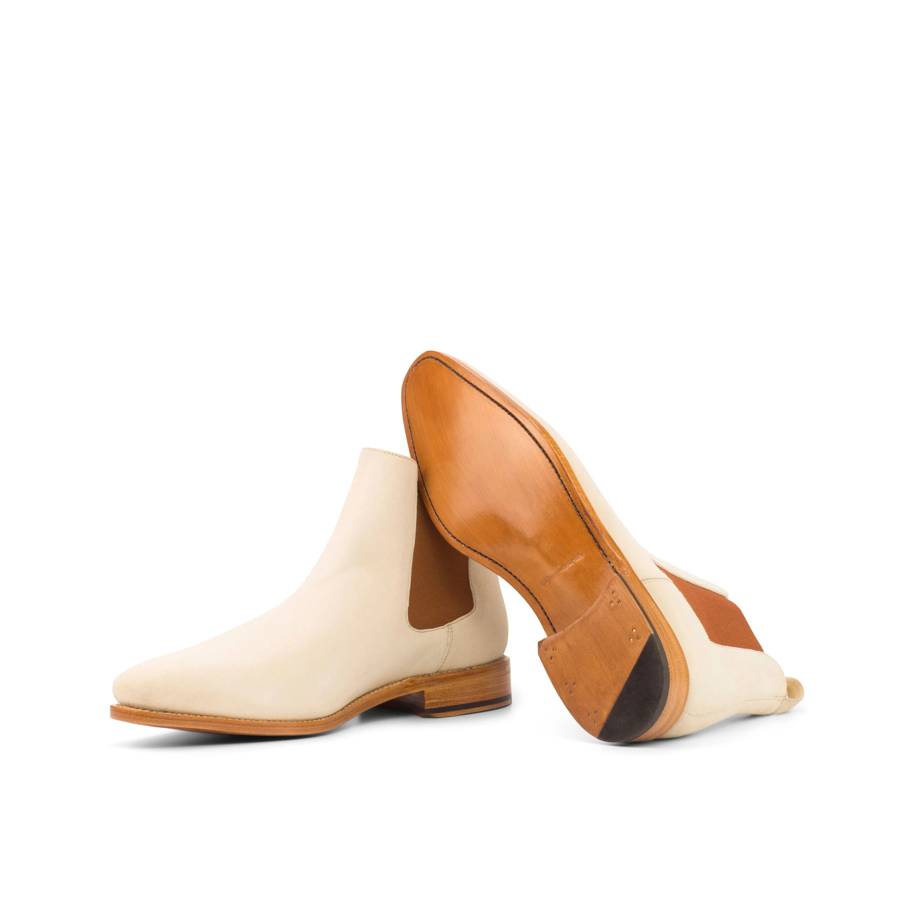 Kangee Chelsea boot in beige leather, back view
