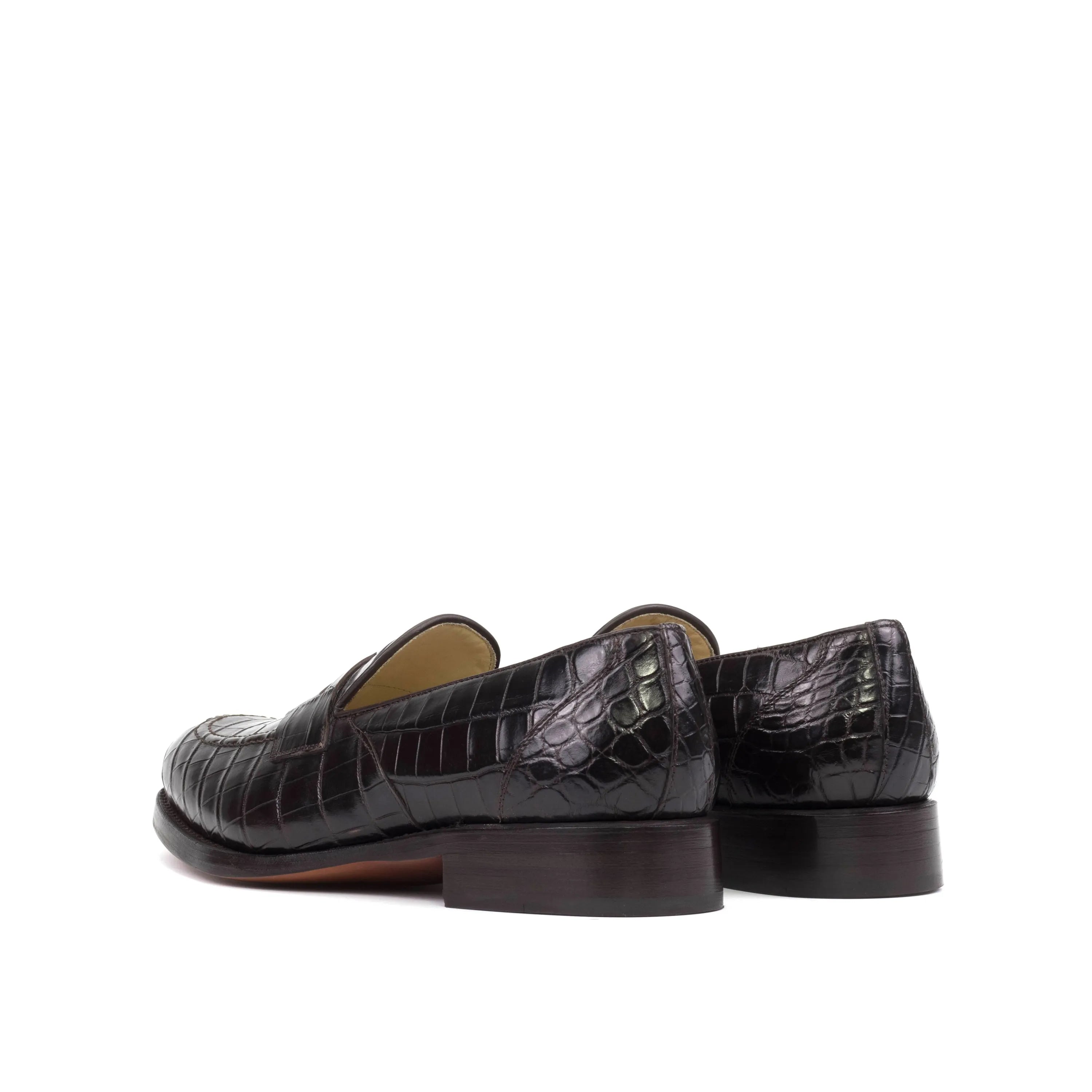 Black Karma Alligator Loafers II in crocodile-patterned leather