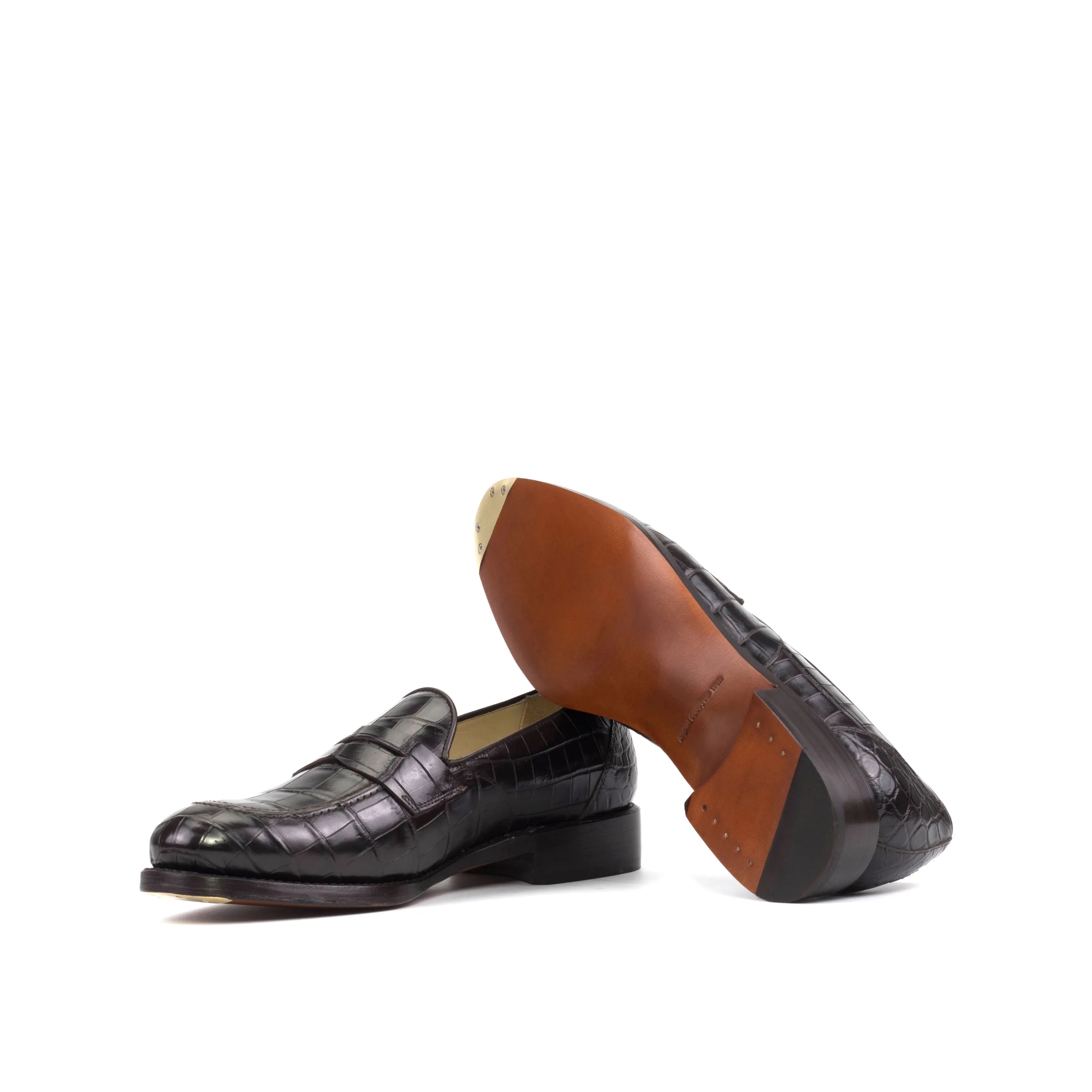 Karma Alligator Loafers II black leather penny loafers