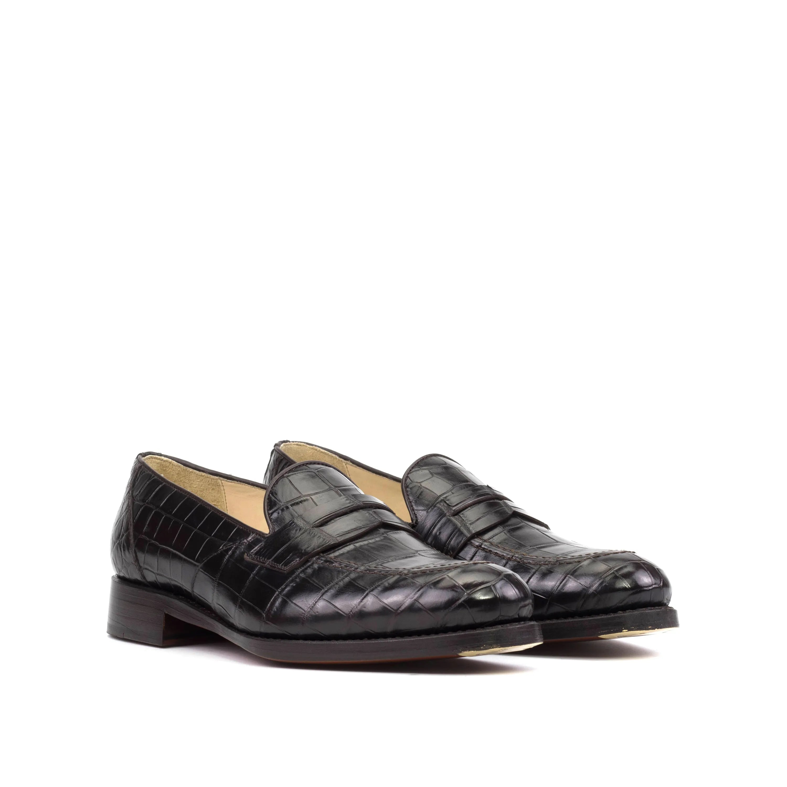 Black Karma Alligator loafers in crocodile-patterned leather