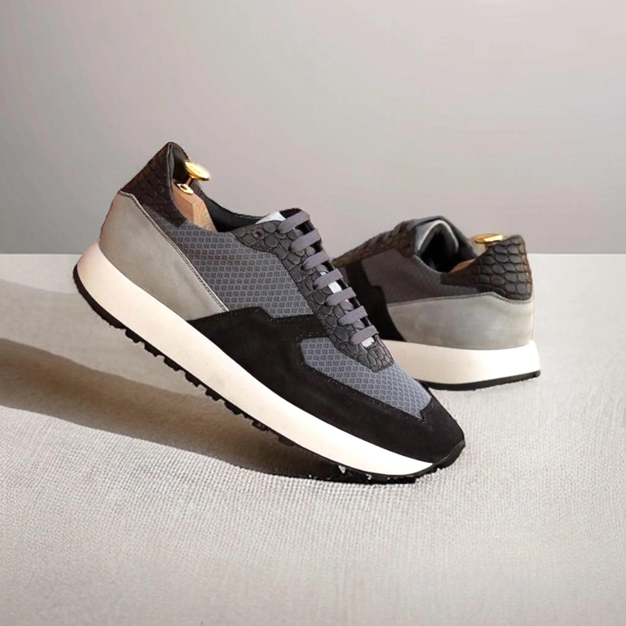 Gray and black Kenricks Chunky Trainer Sneaker II back view