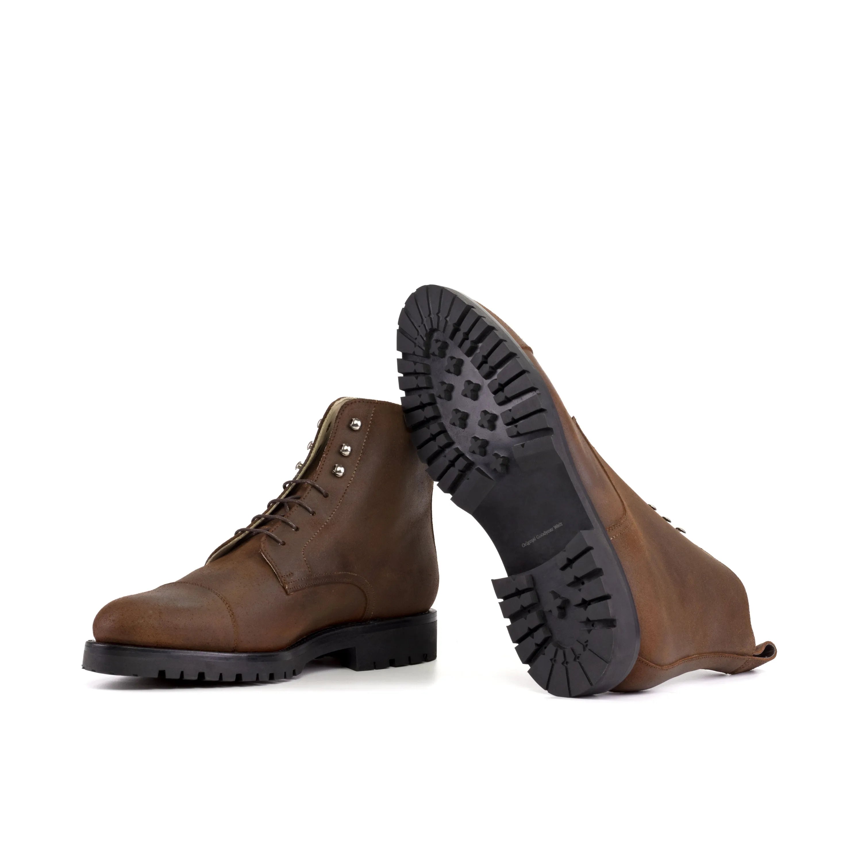 Lasamo Jumper Boots brown leather lace-up design