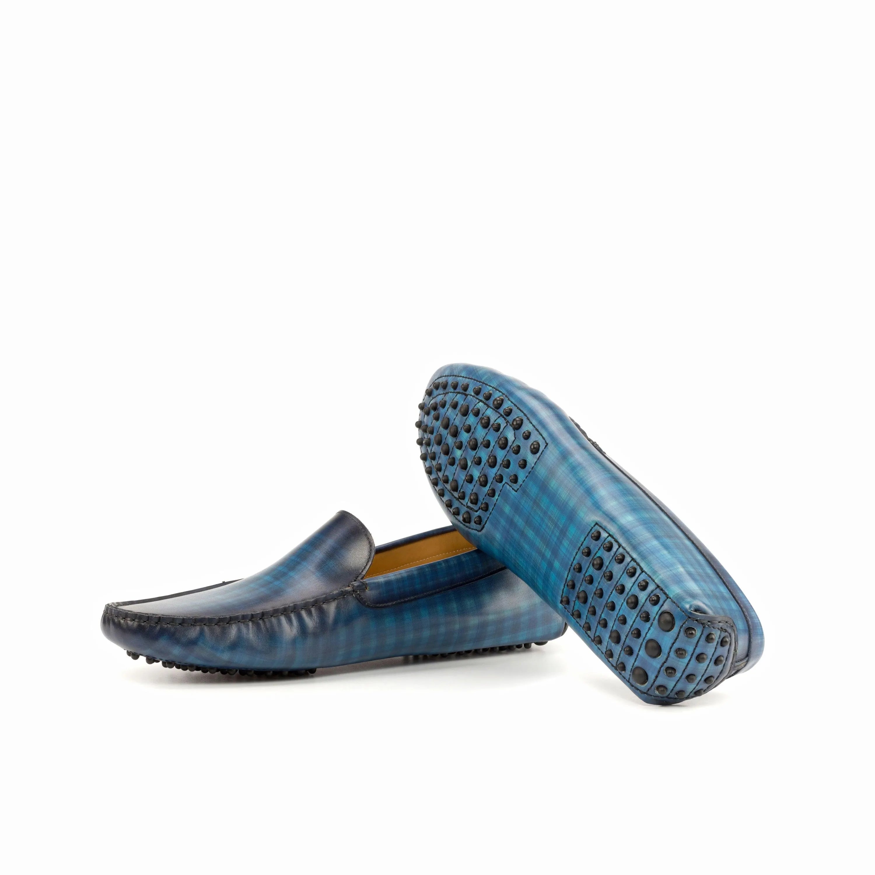 Blue Leonardo Patina Driver leather driving shoes