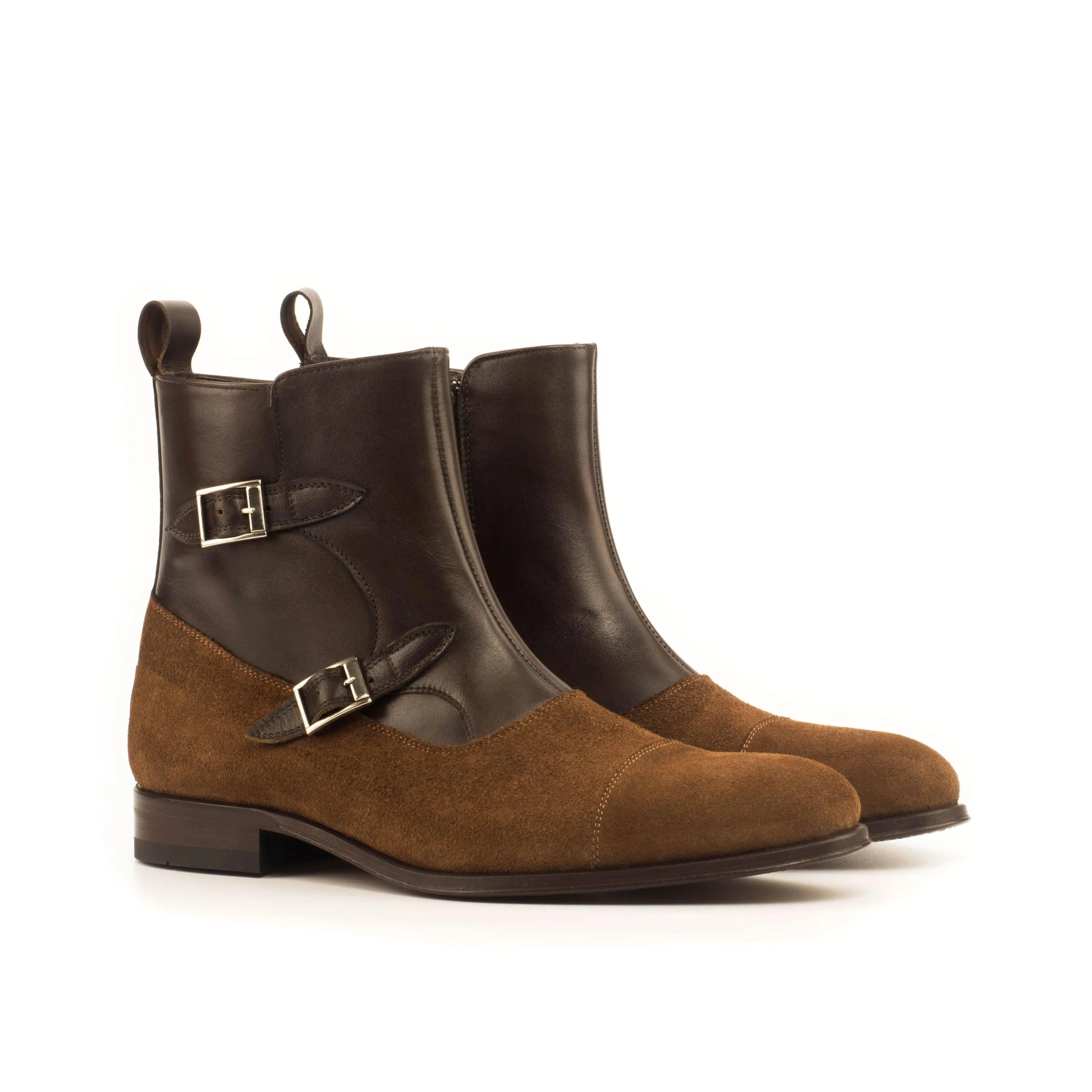 Macha Octavian Boots II two-tone leather suede buckle boots