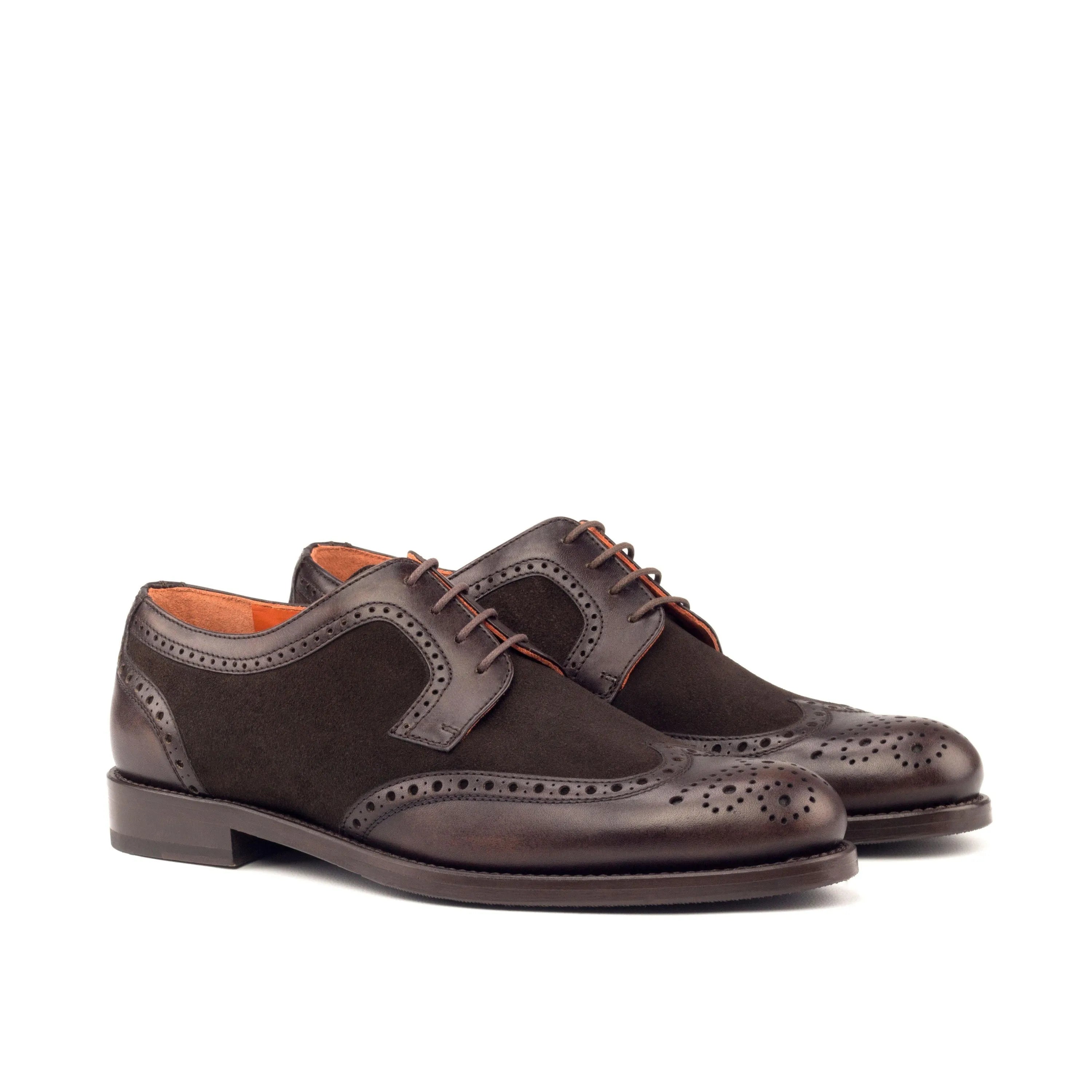 Marlene ladies derby wingtip II brown leather suede blucher shoes