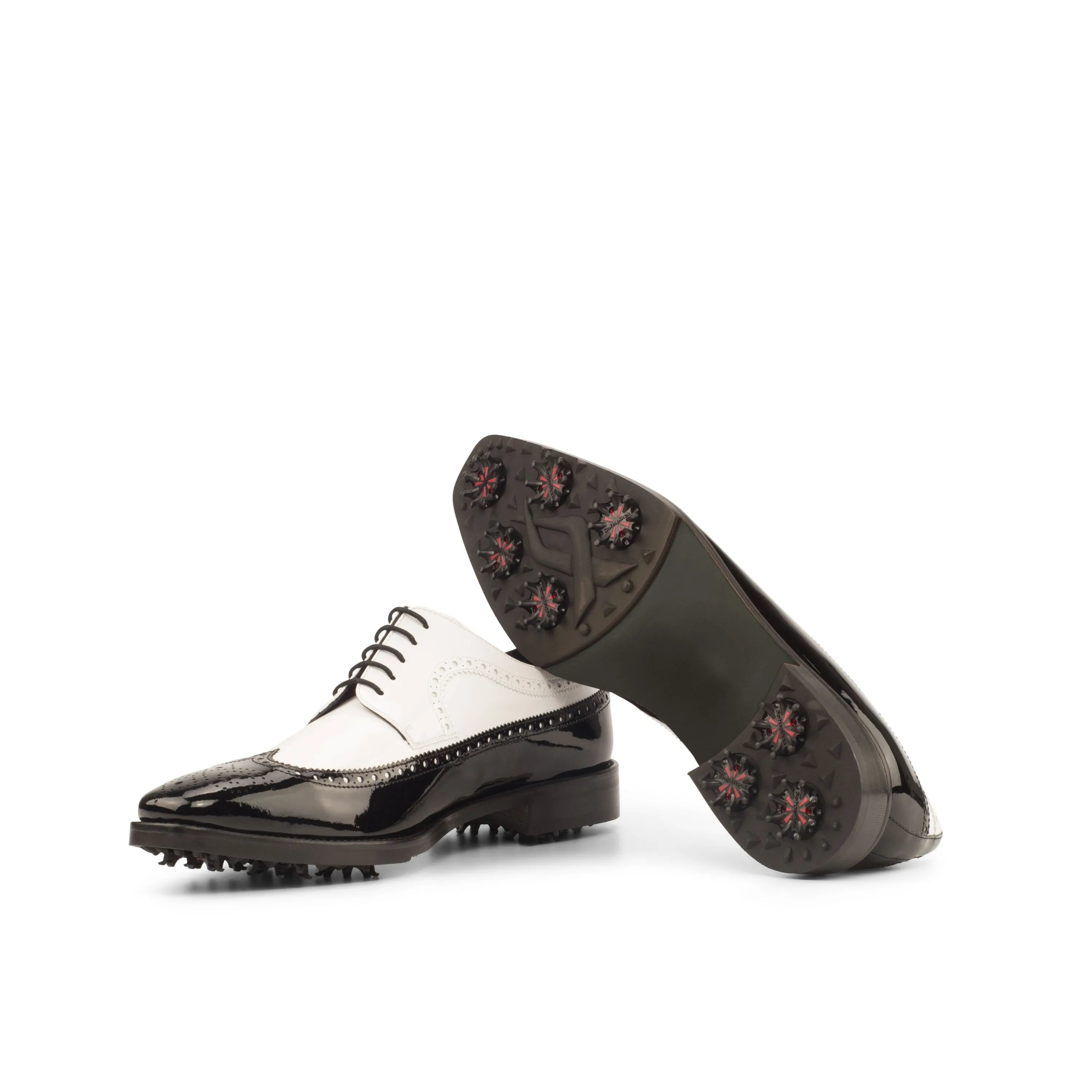 Black and white Mina Long Blucher golf shoes II back view