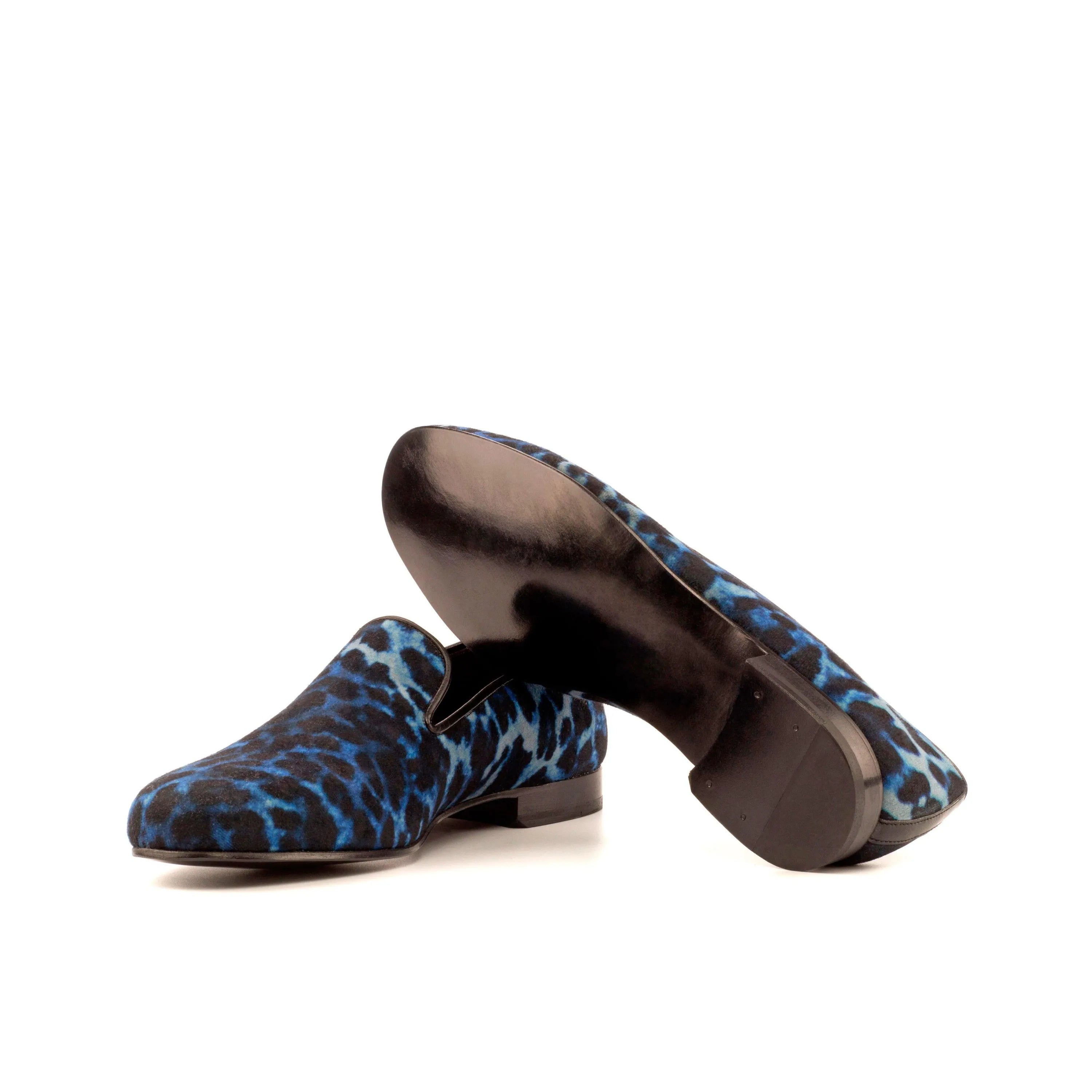 Blue leopard print Monaz Wellington slip on loafers