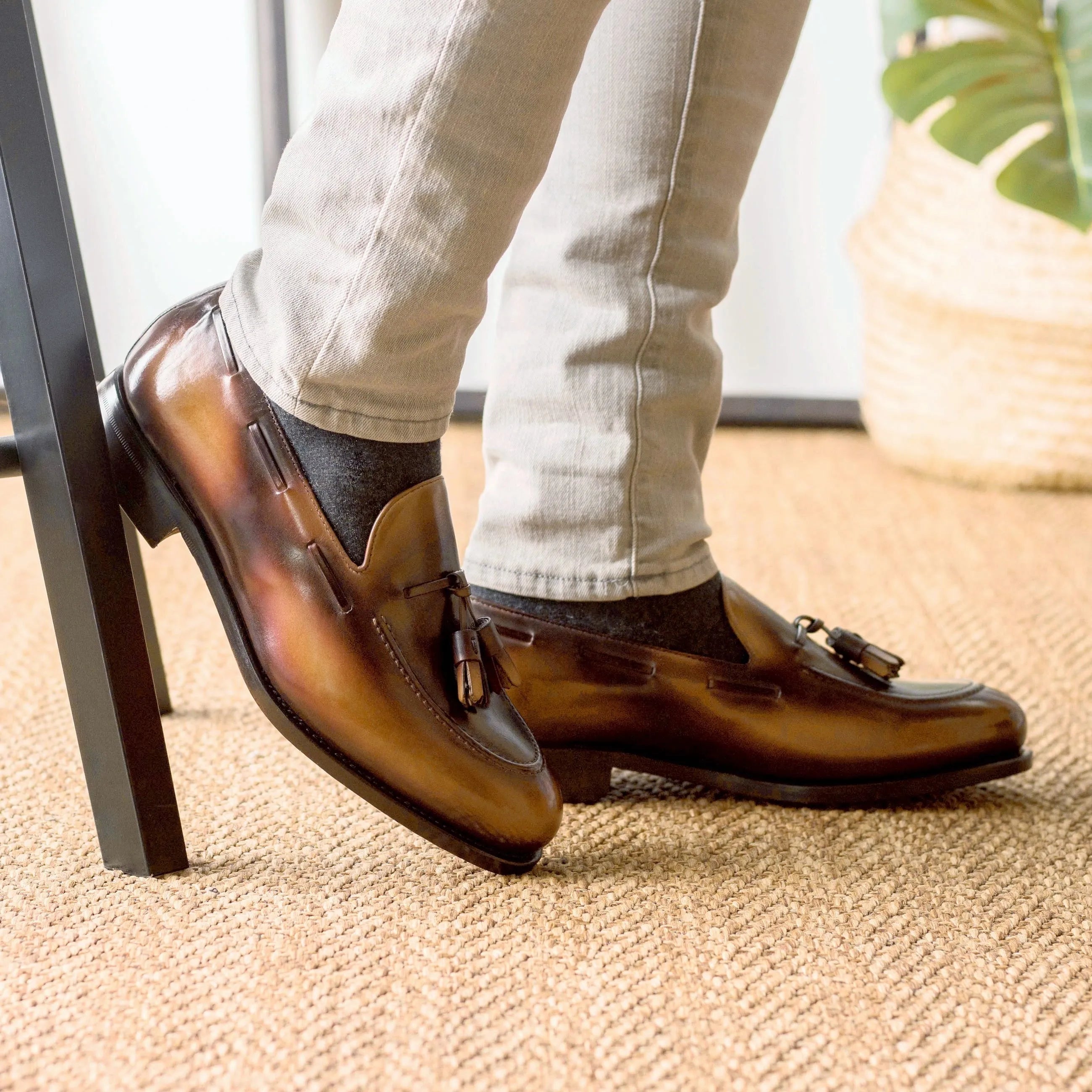 Morphias patina loafers in brown leather with tassels