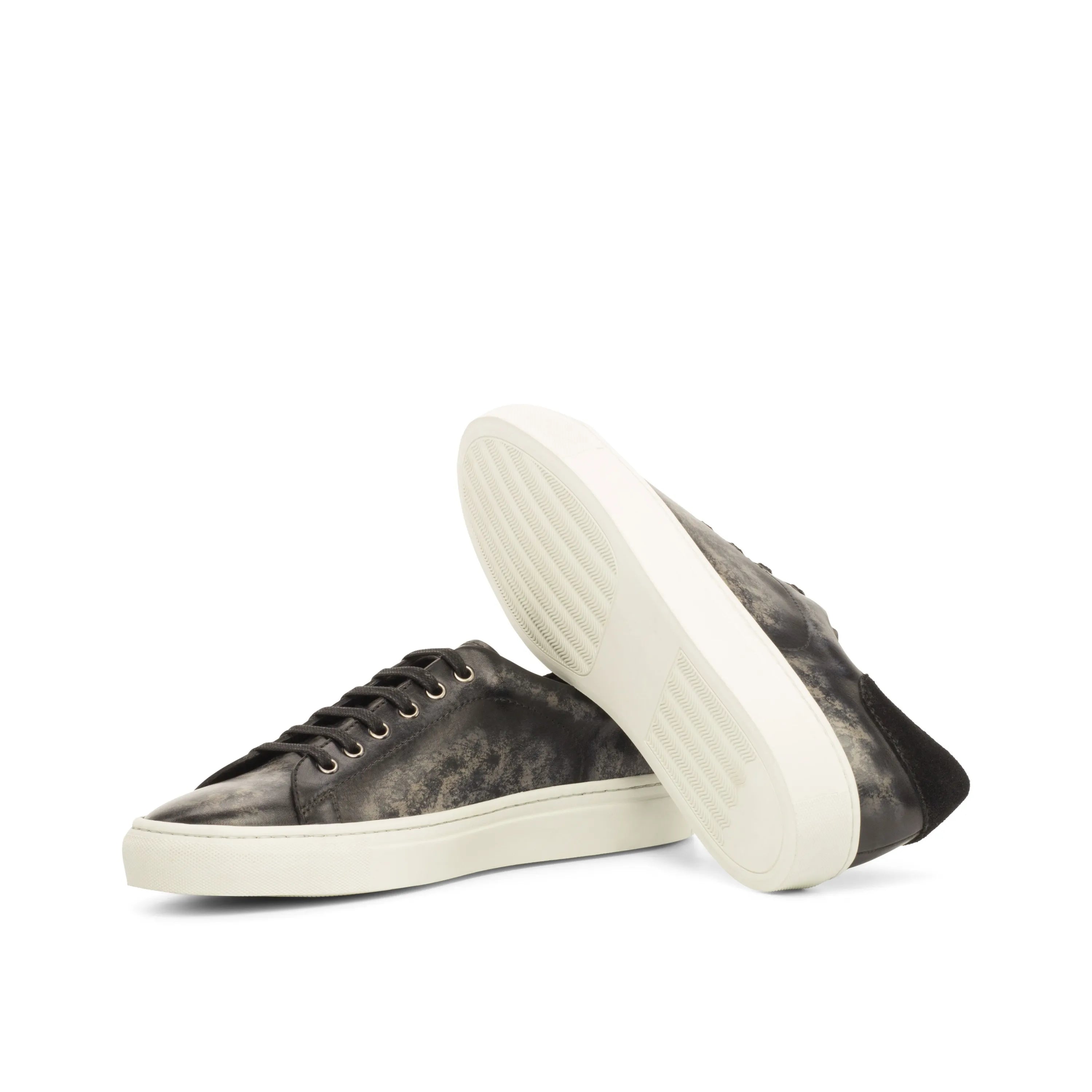 Distressed gray leather Nira Trainer Patina sneakers