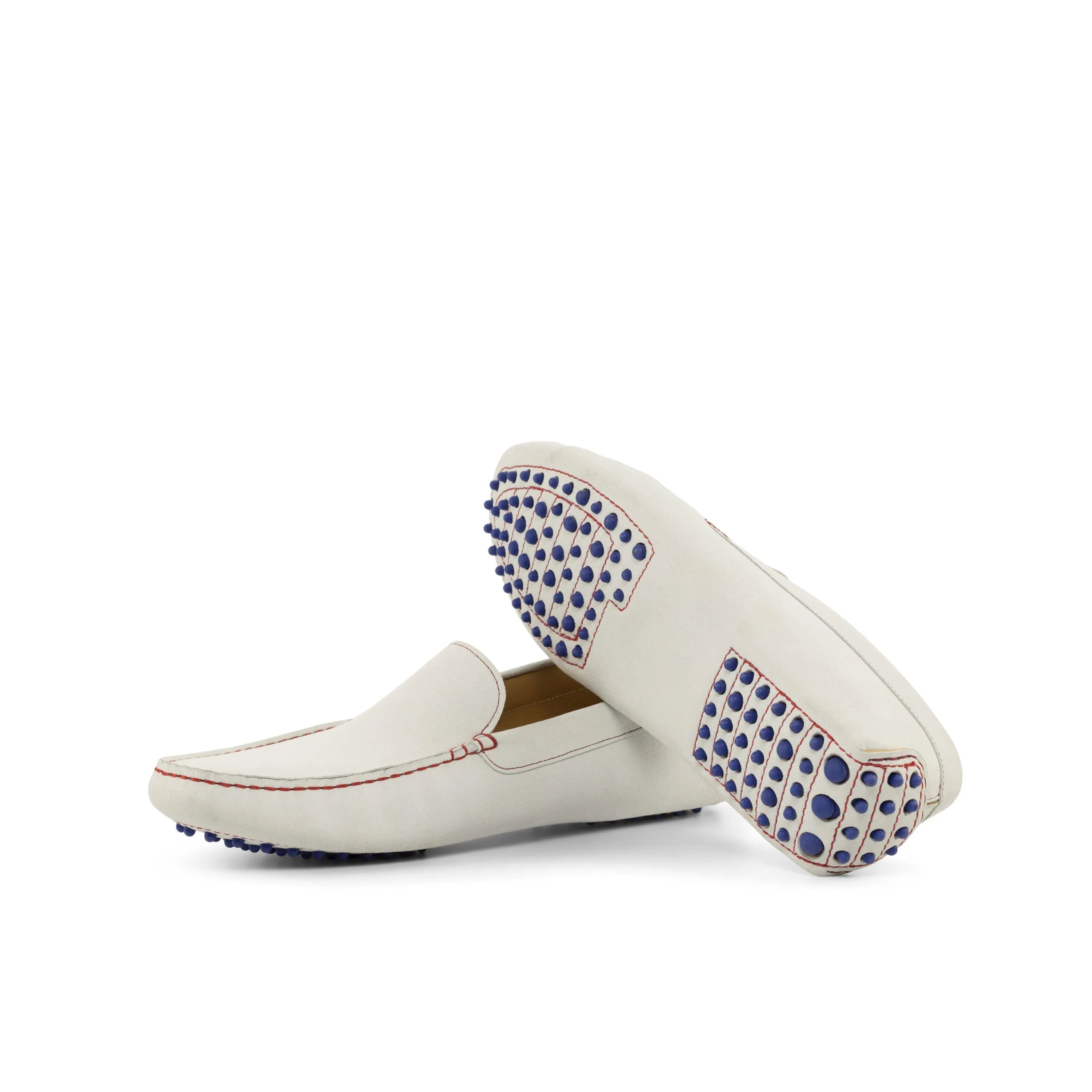 North Driver white leather driving loafers, luxury bespoke shoes for men