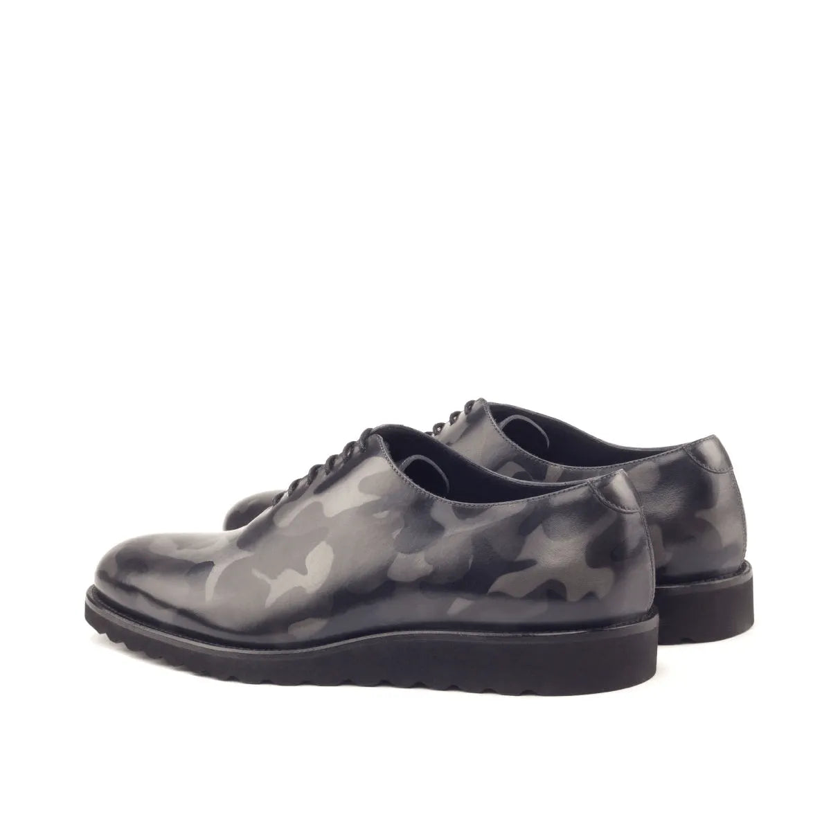Oobama whole cut patina shoes in camouflage leather pattern