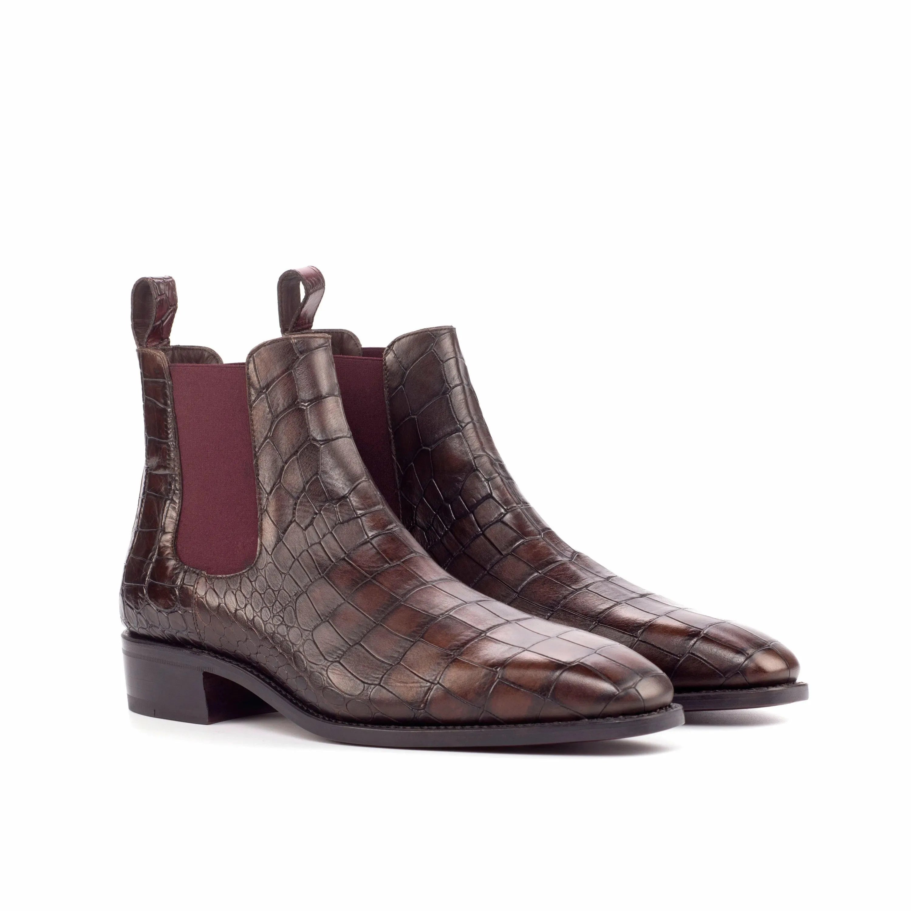 Brown crocodile-patterned Oscar Chelsea boots