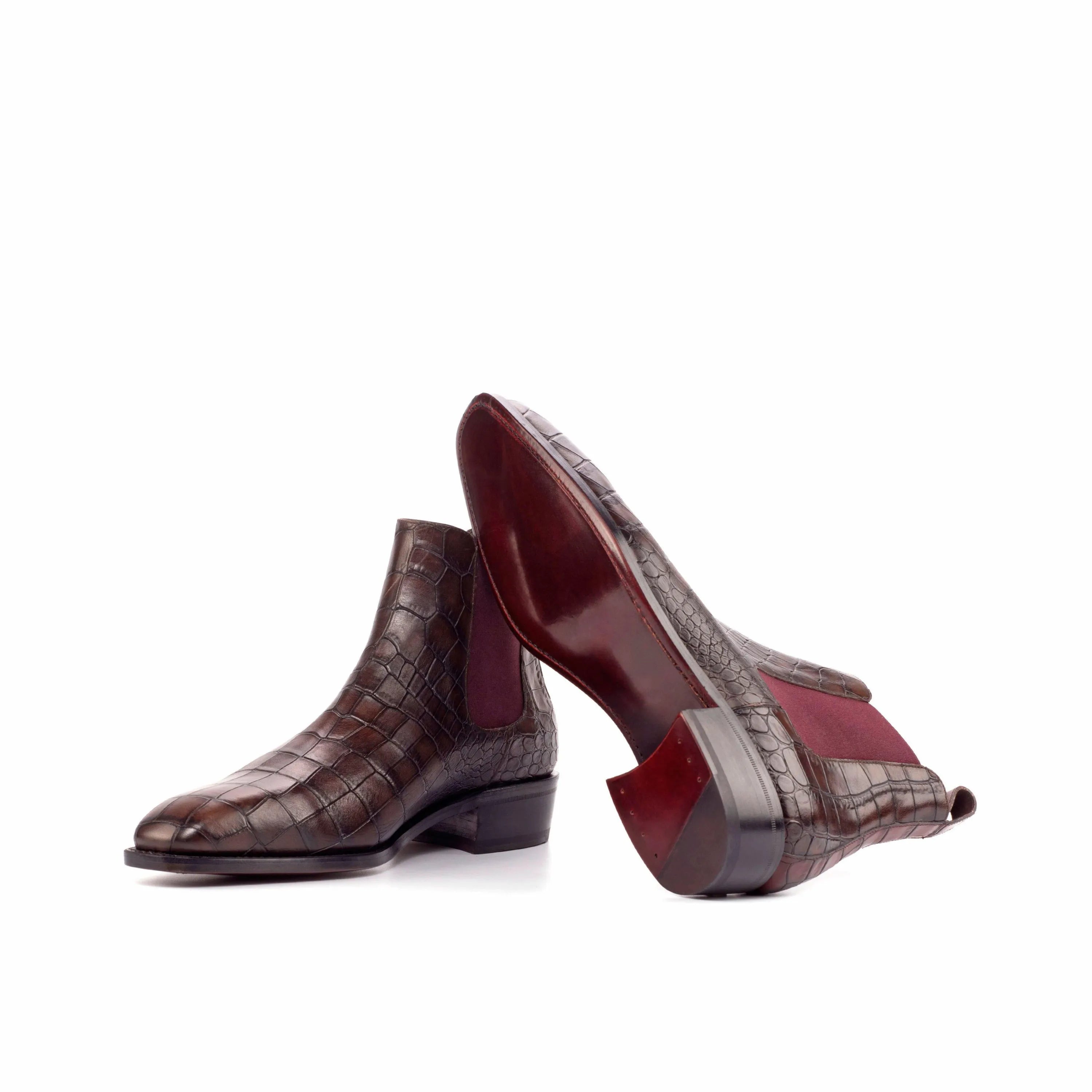 Brown crocodile-patterned leather Oscar Chelsea boots