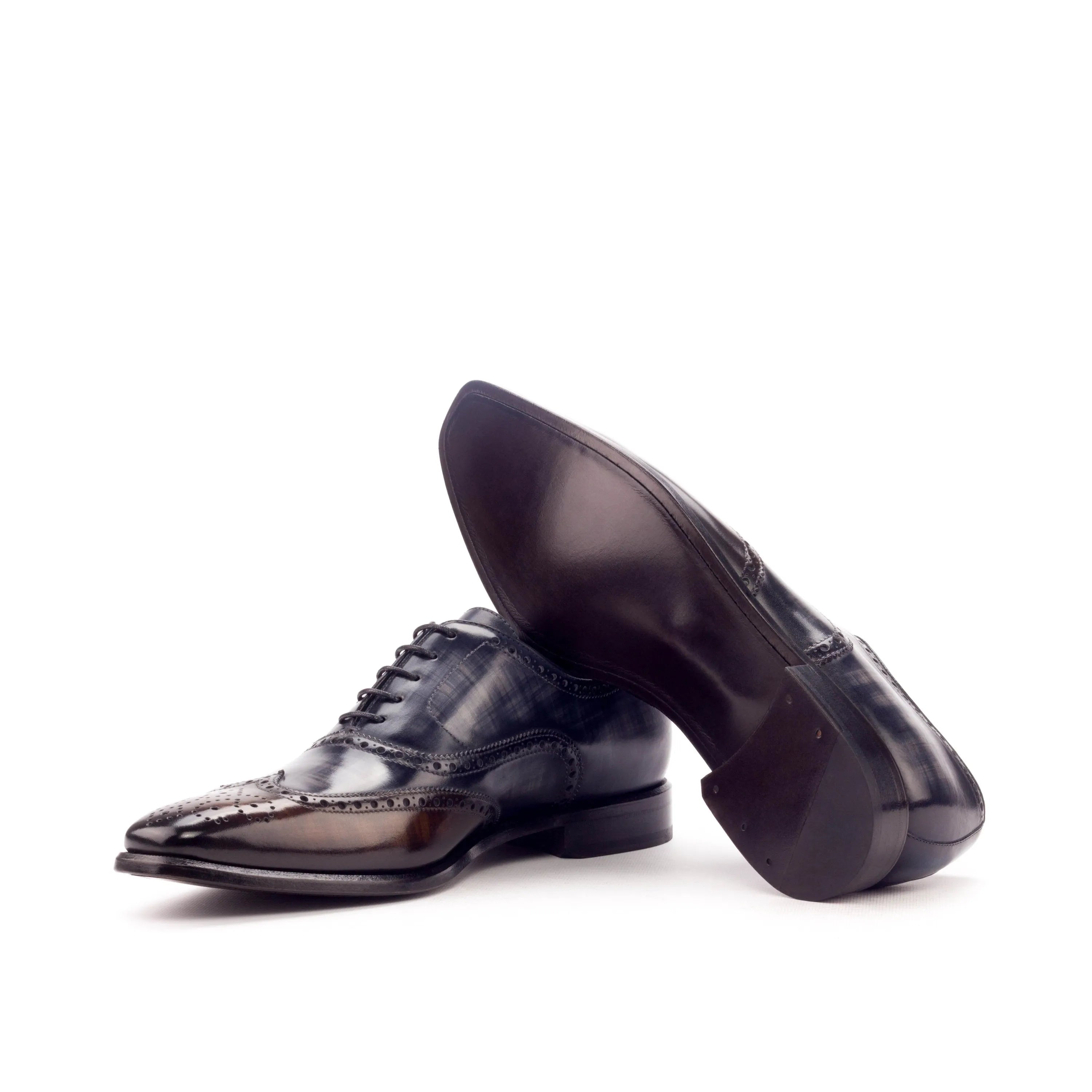 Owens Full Brogue Patina leather dress shoes with brogue patina