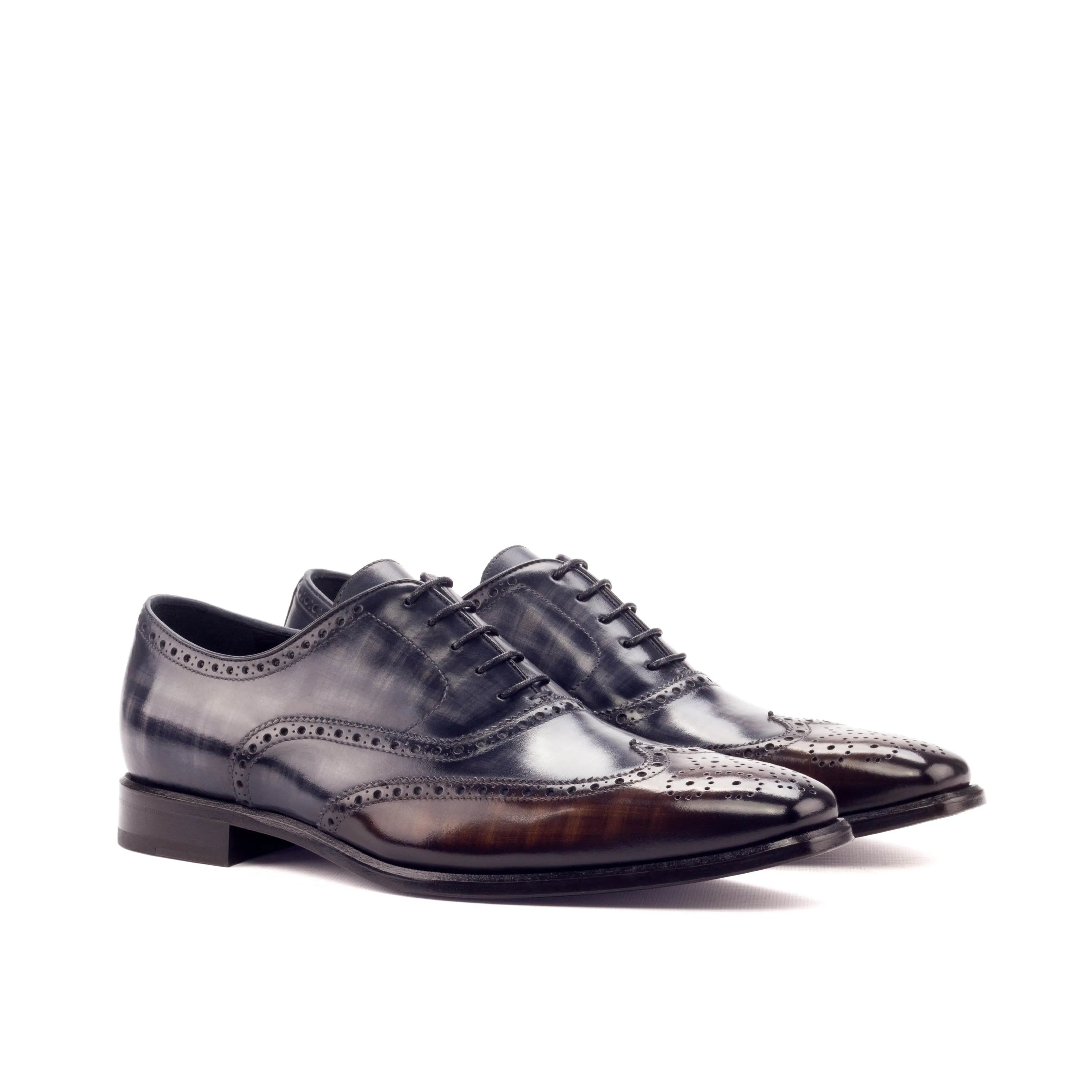 Owens full brogue patina leather dress shoes pair