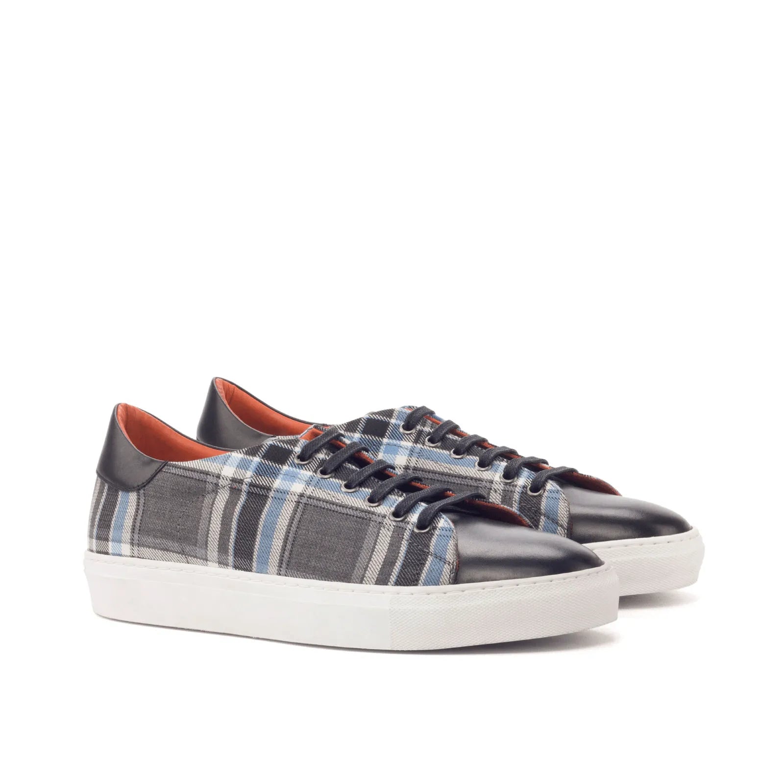 Pele Trainer Sneaker II in plaid and leather design