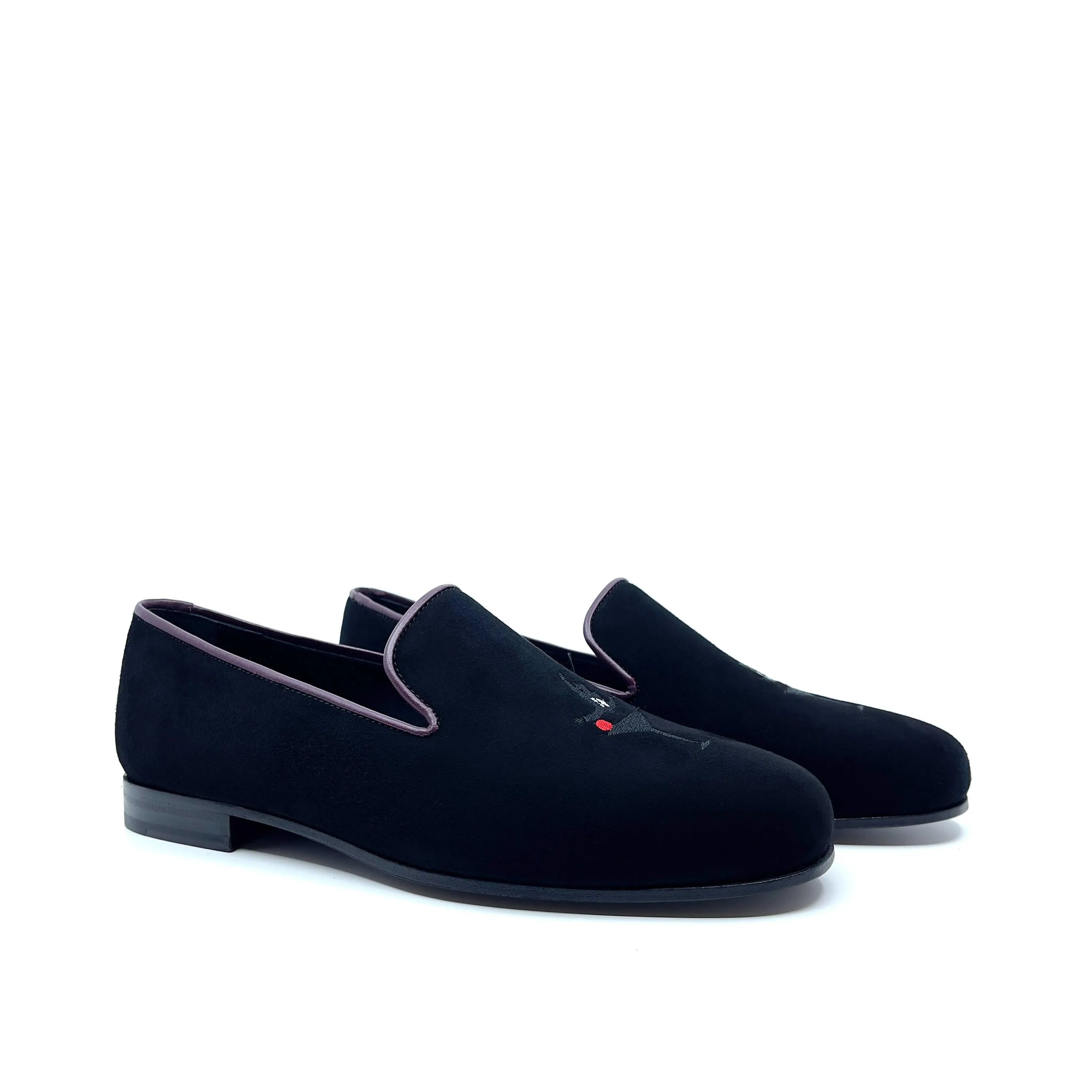 Pair of black velvet Pete Wellington slipon loafers