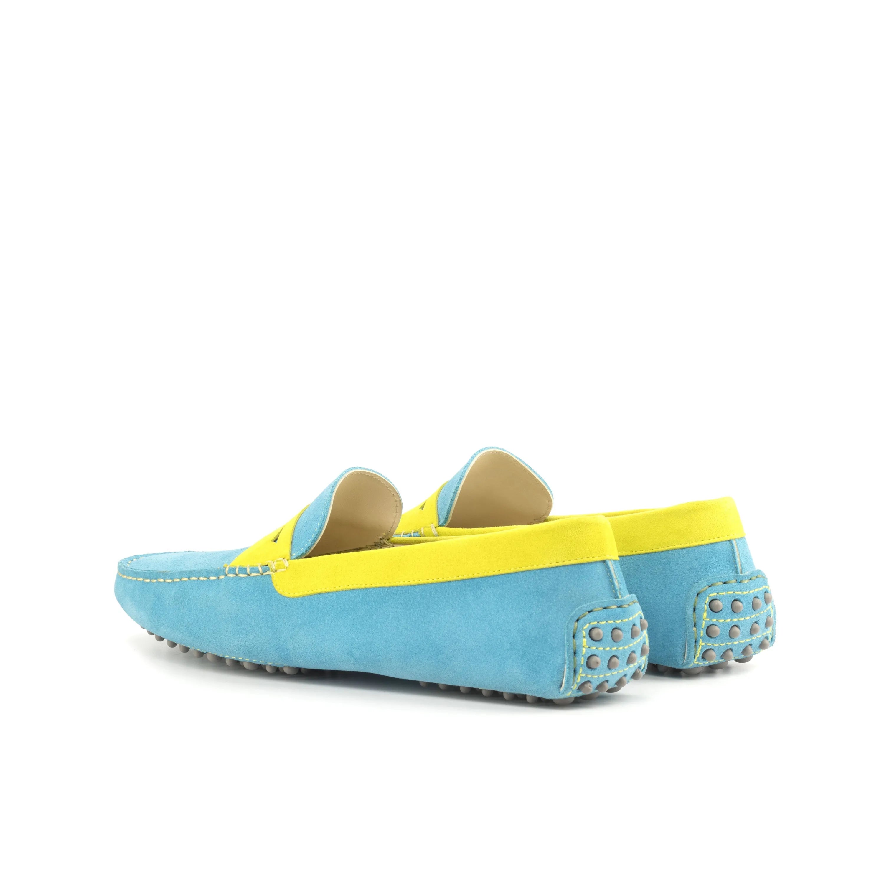 Polaris Driver blue and yellow luxury bespoke shoes for men