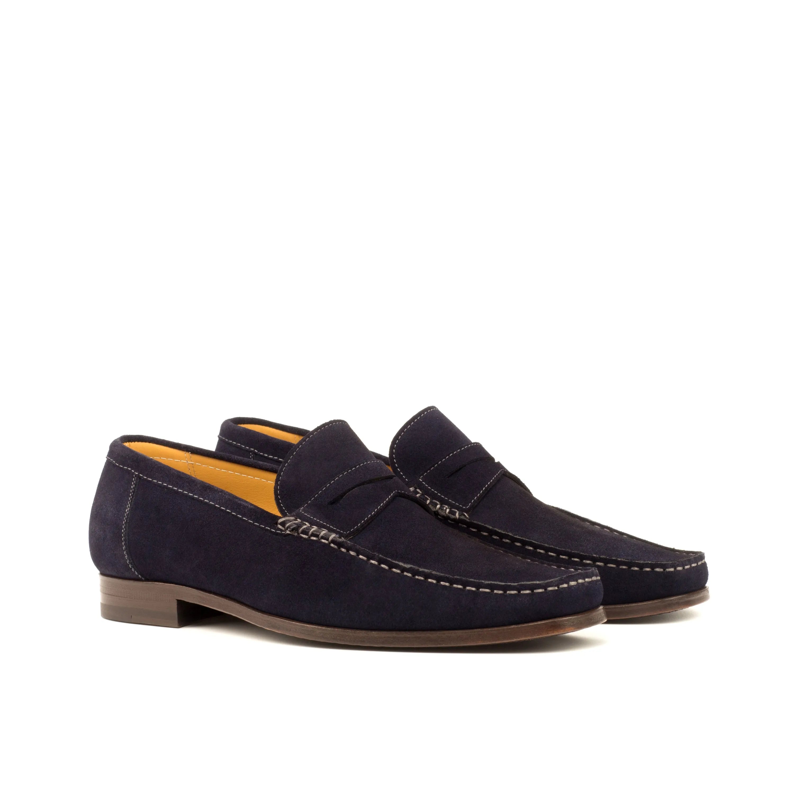 Pair of Reverie Moccasin II dark suede loafers, luxury bespoke shoes for men