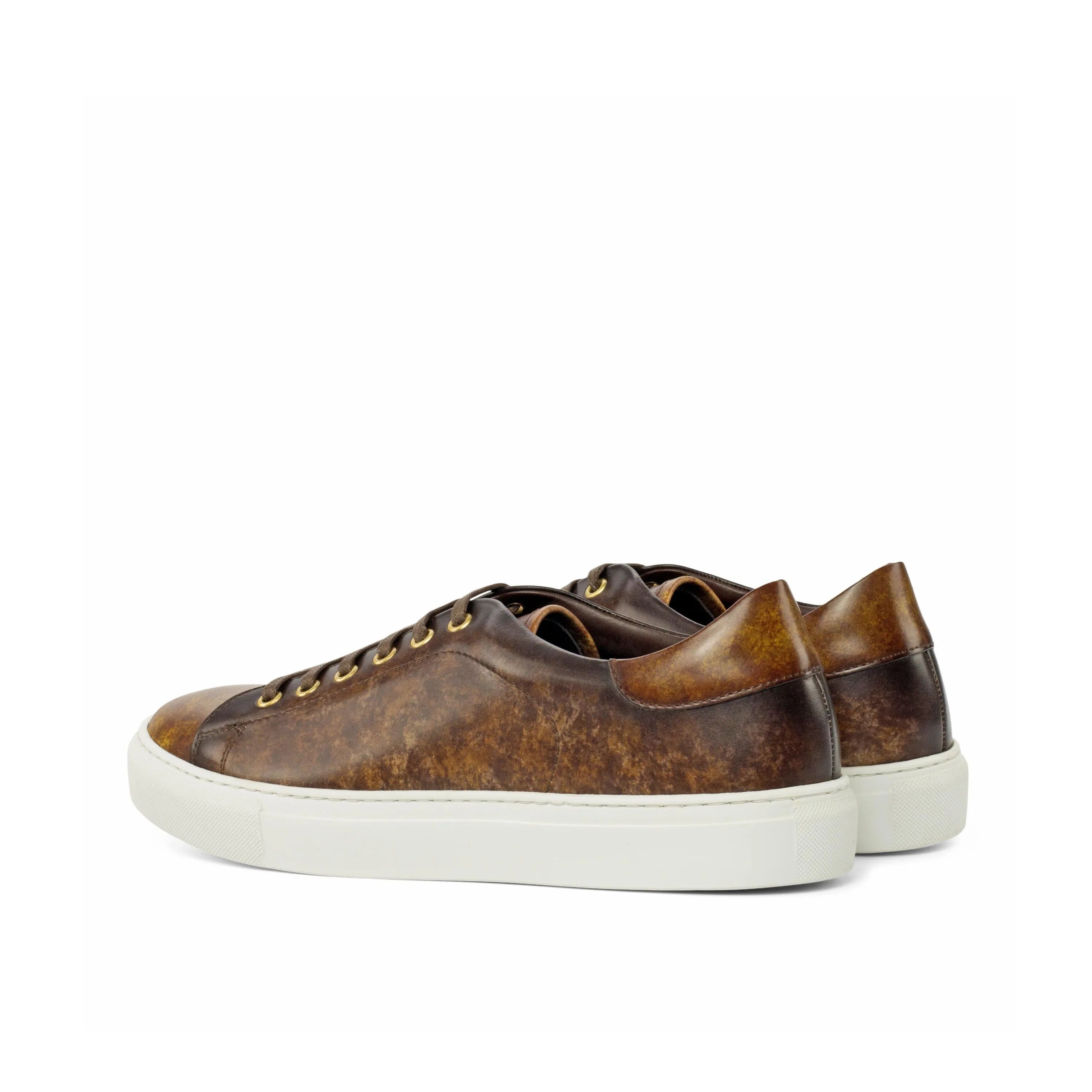 Robio trainer patina sneakers II with brown leather uppers and white soles