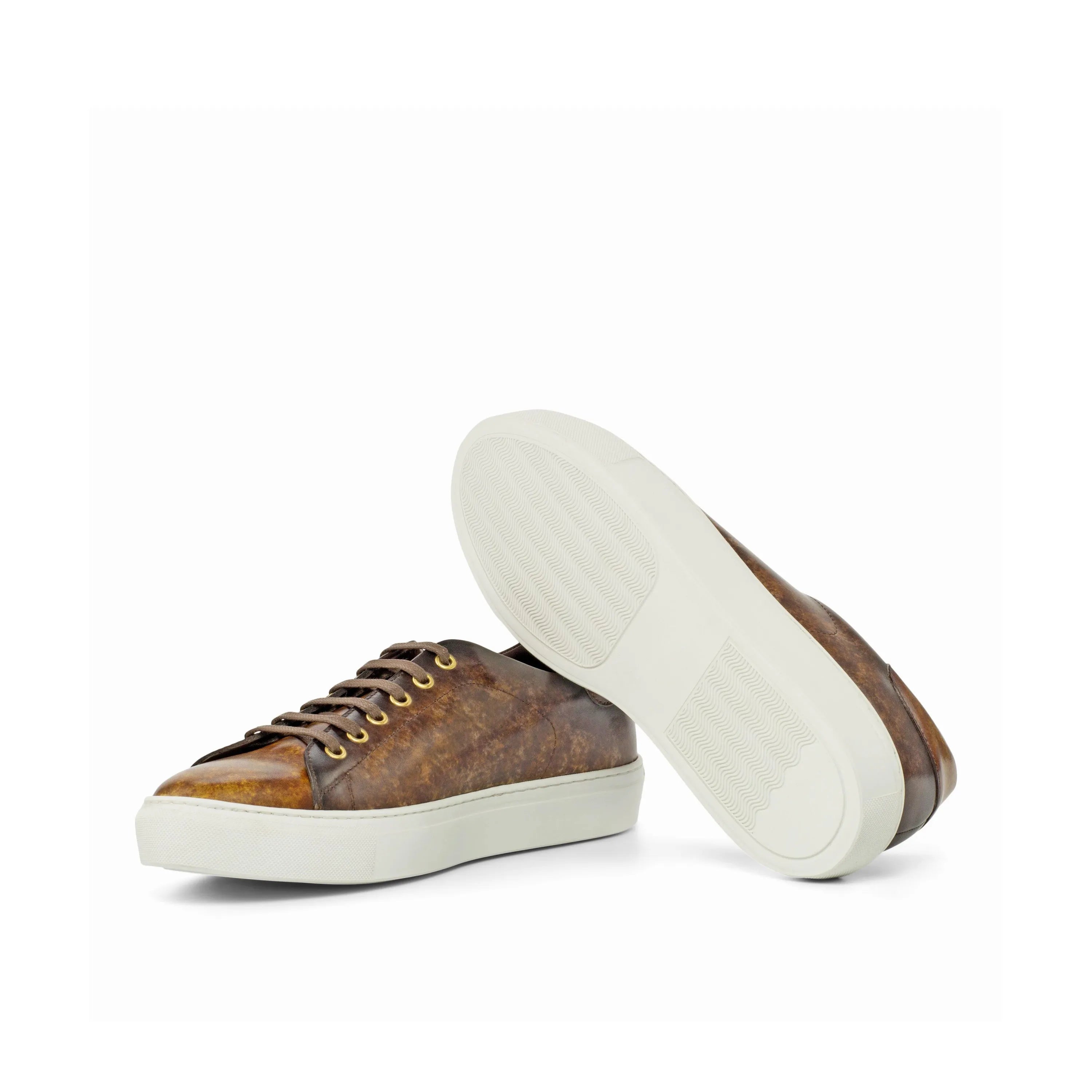 Brown Robio Trainer Patina leather sneakers back view