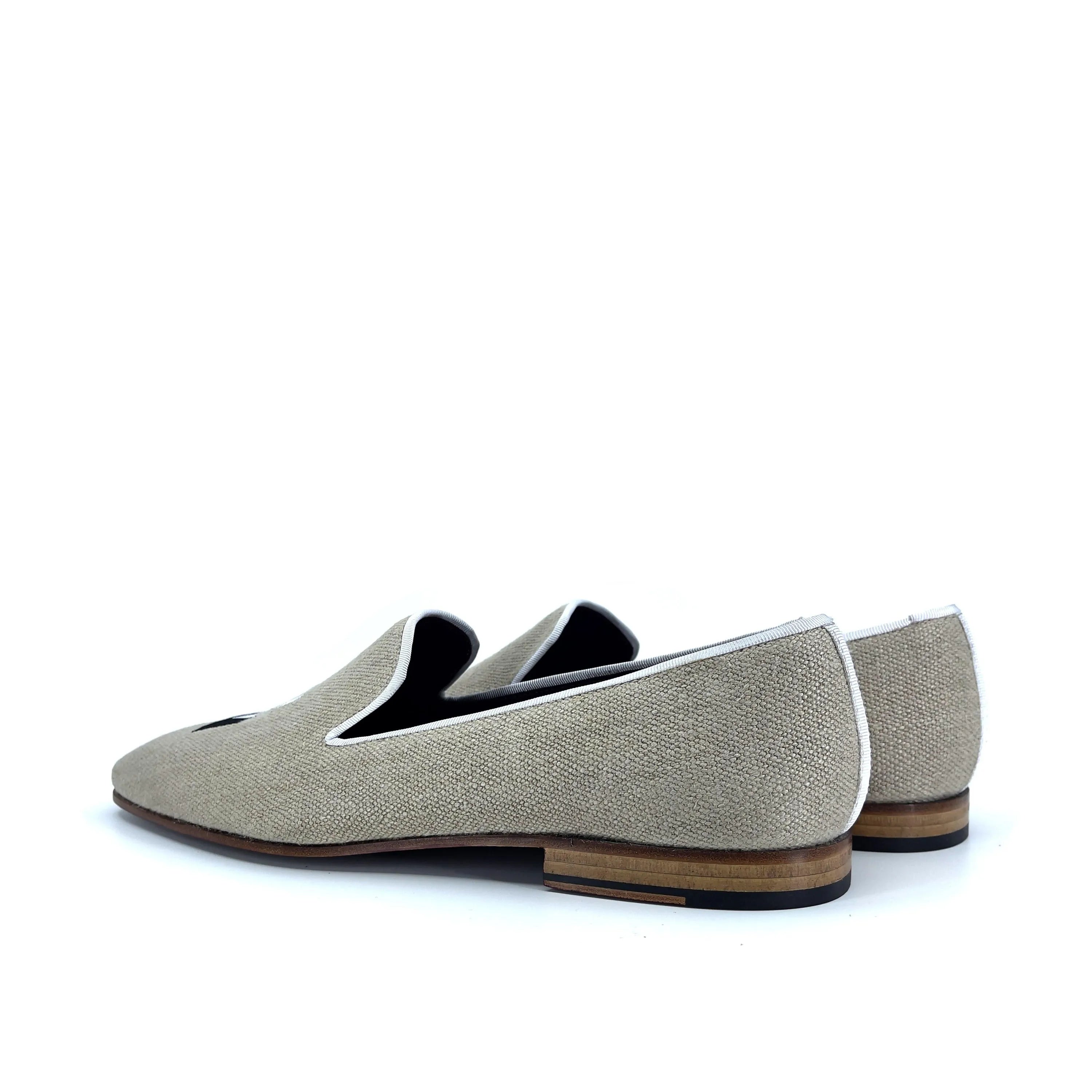 Pair of beige linen Roger Drake slipon loafers