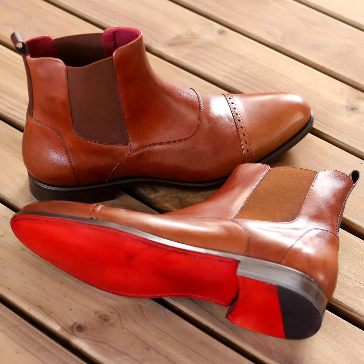 Rondos Chelsea boot: pair of brown painted calf Chelsea boots
