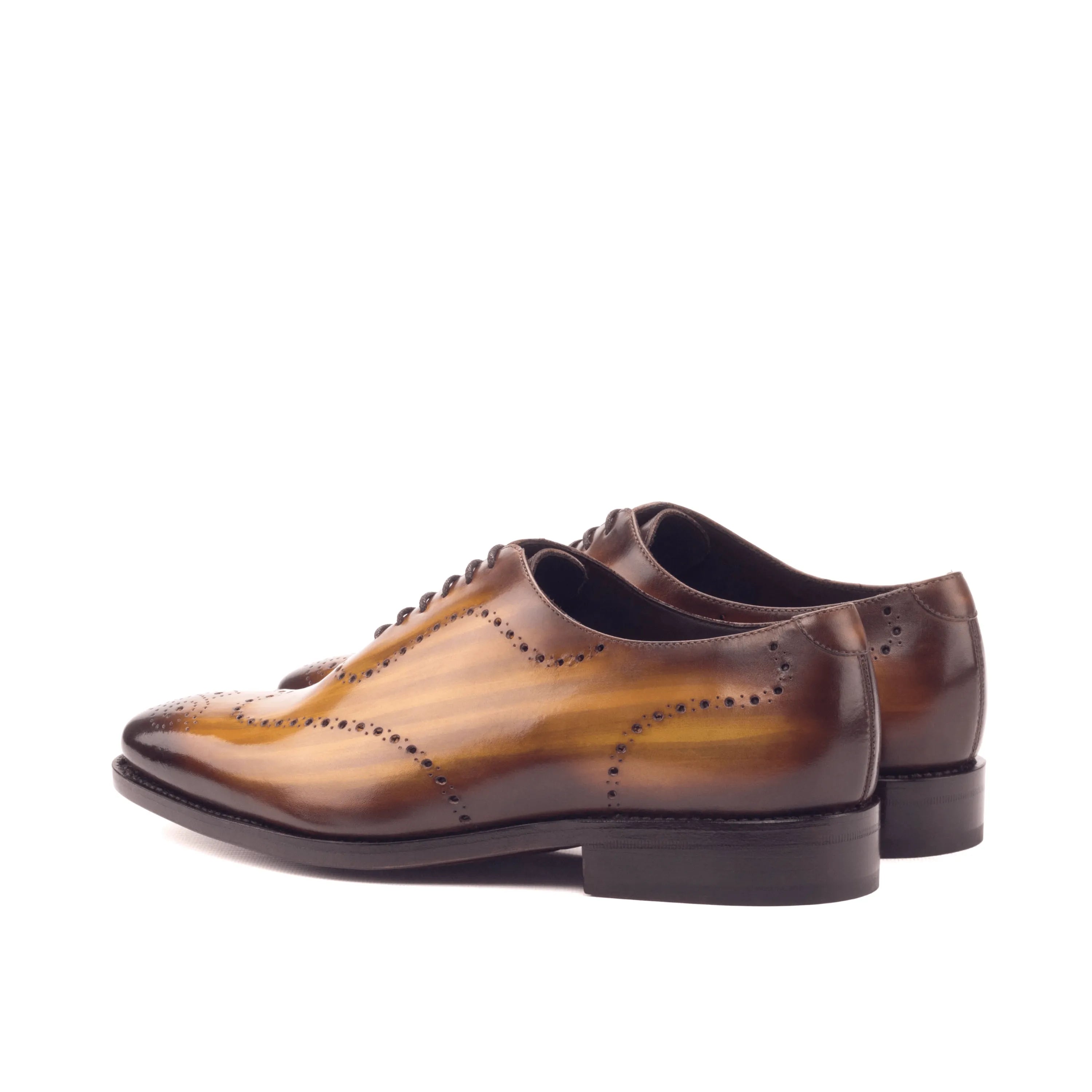 Roselli whole cut patina brown leather wingtip dress shoes