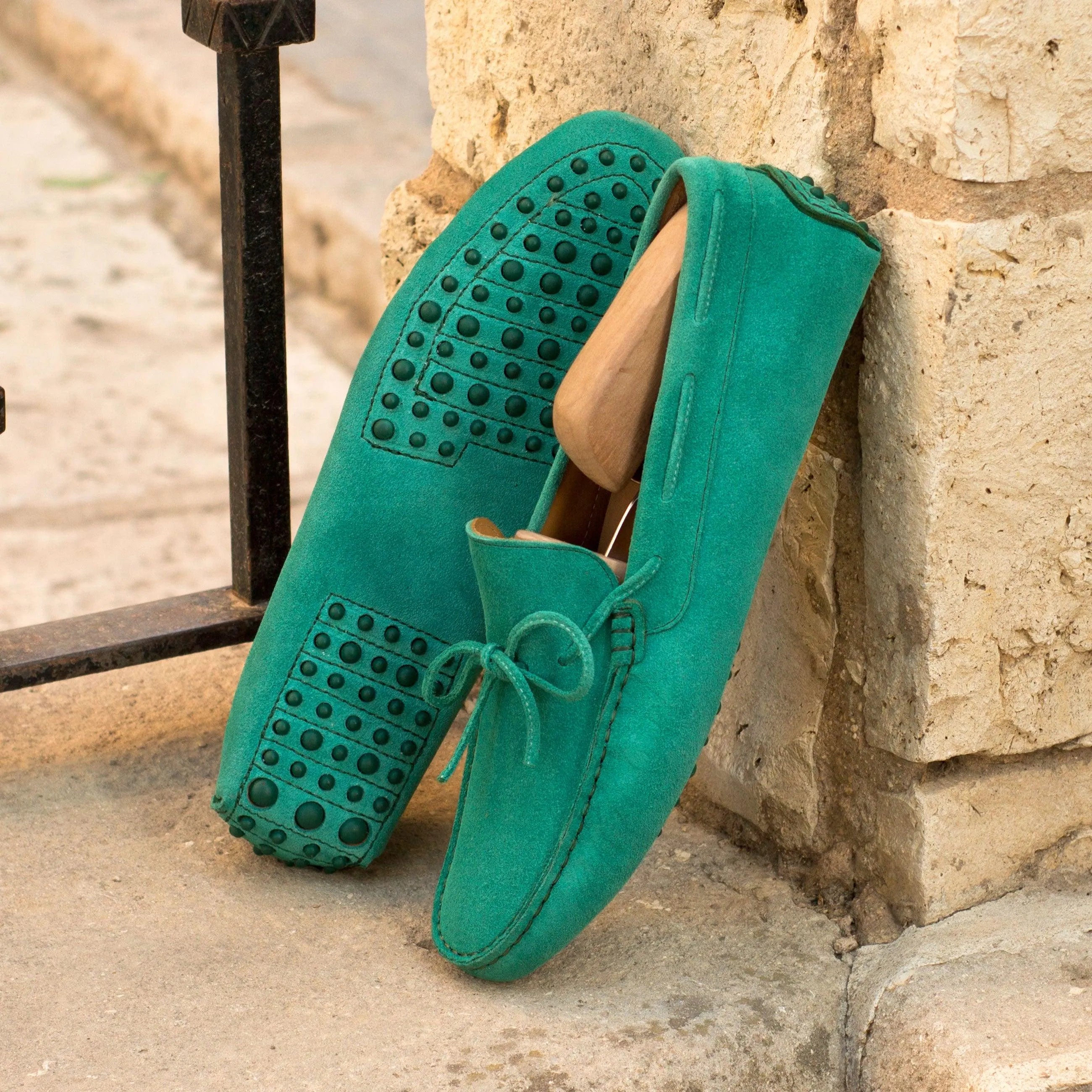 Pair of green suede San Diego Driver shoes