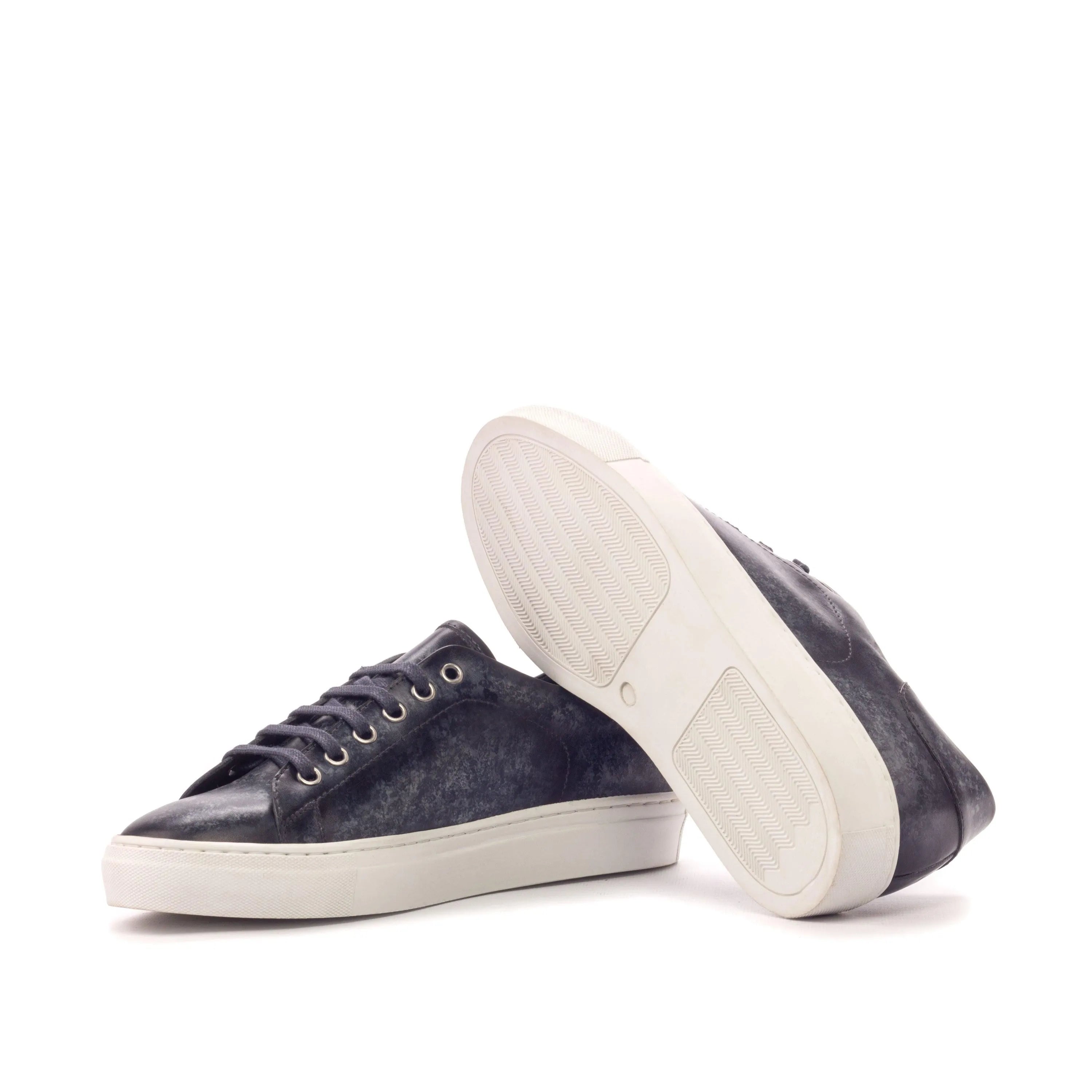 Sancho trainer patina sneaker II: dark blue leather with white cupsole