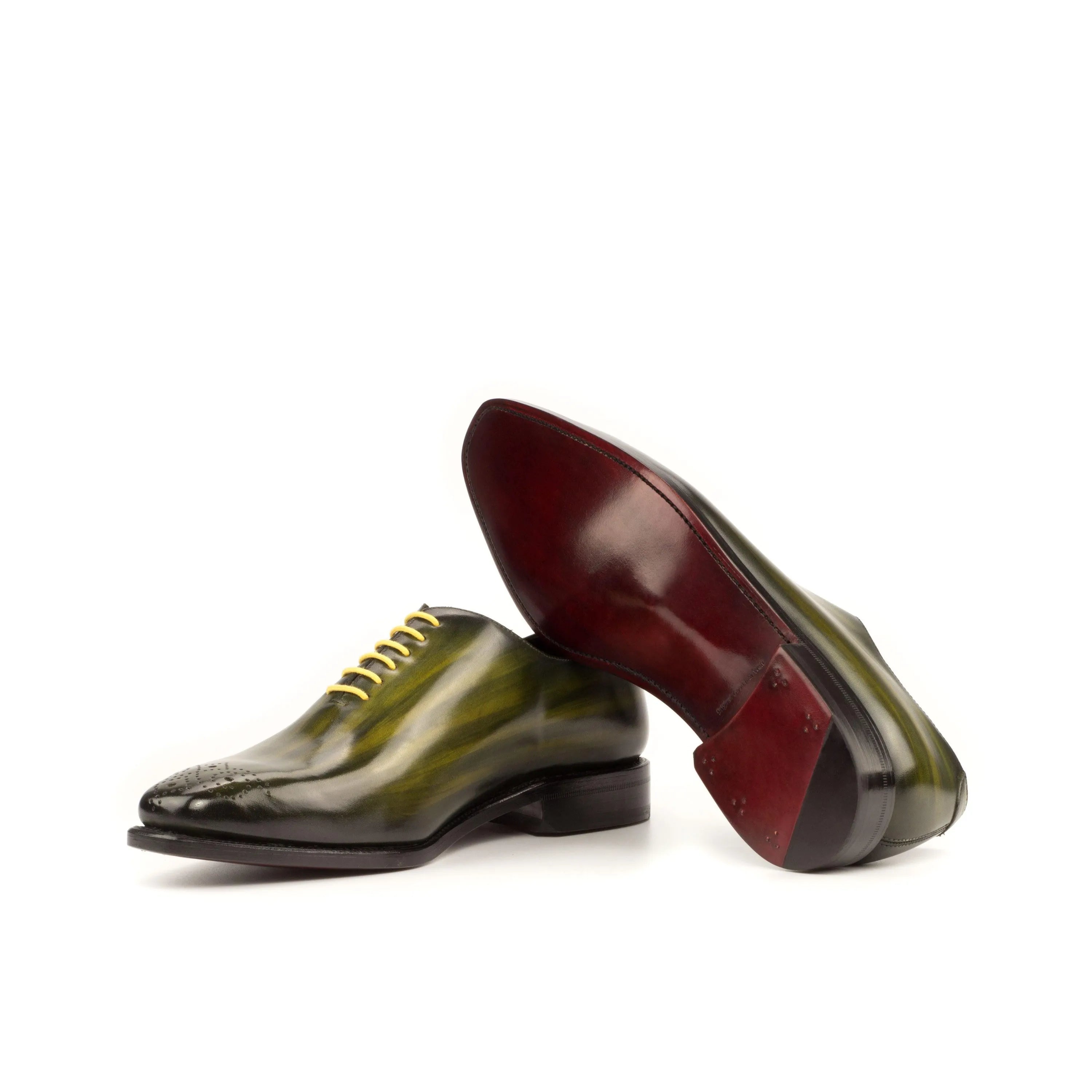 Pair of green leather whole cut patina shoes Serb Whole Cut Patina II