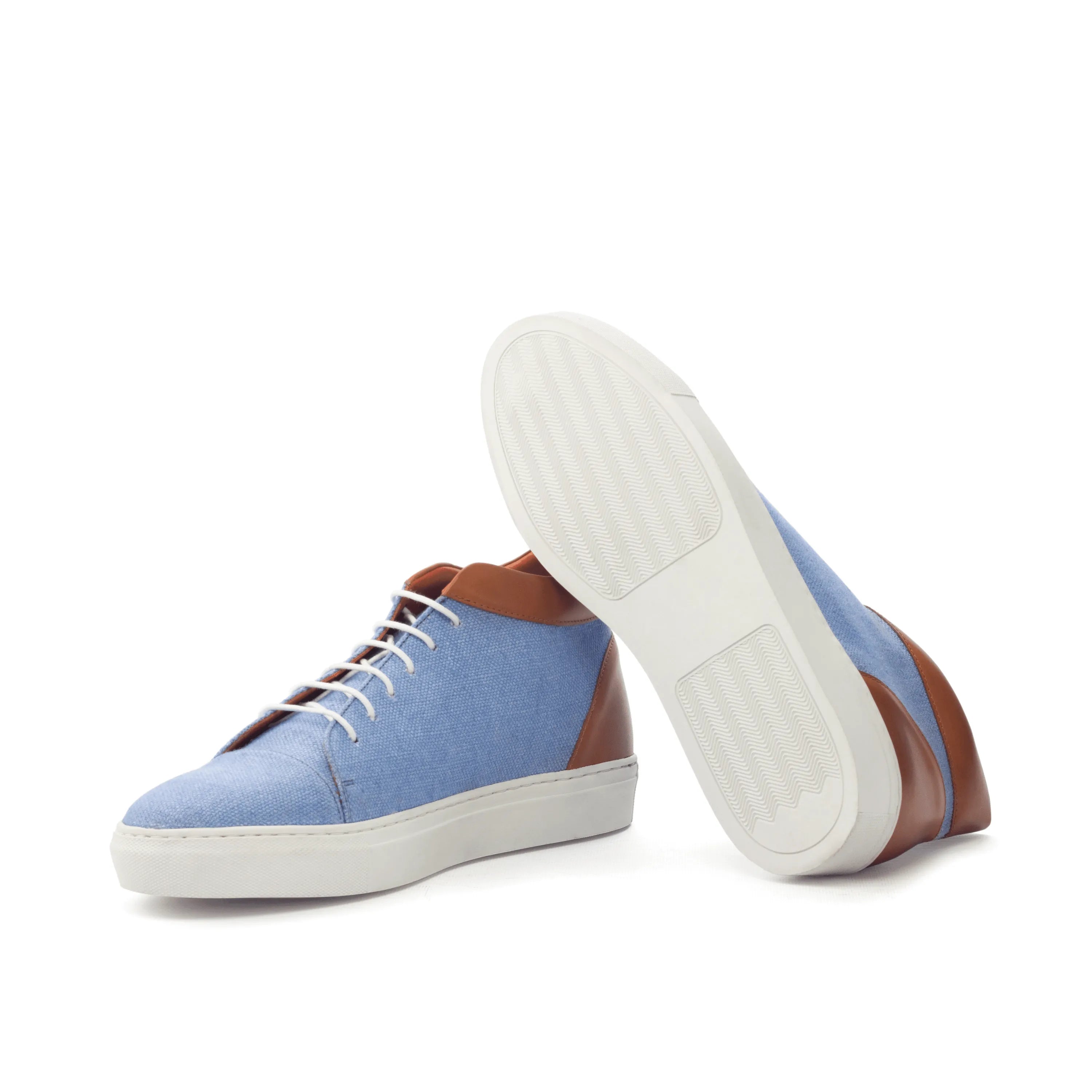Sergei high blue and brown luxury bespoke high-top sneakers