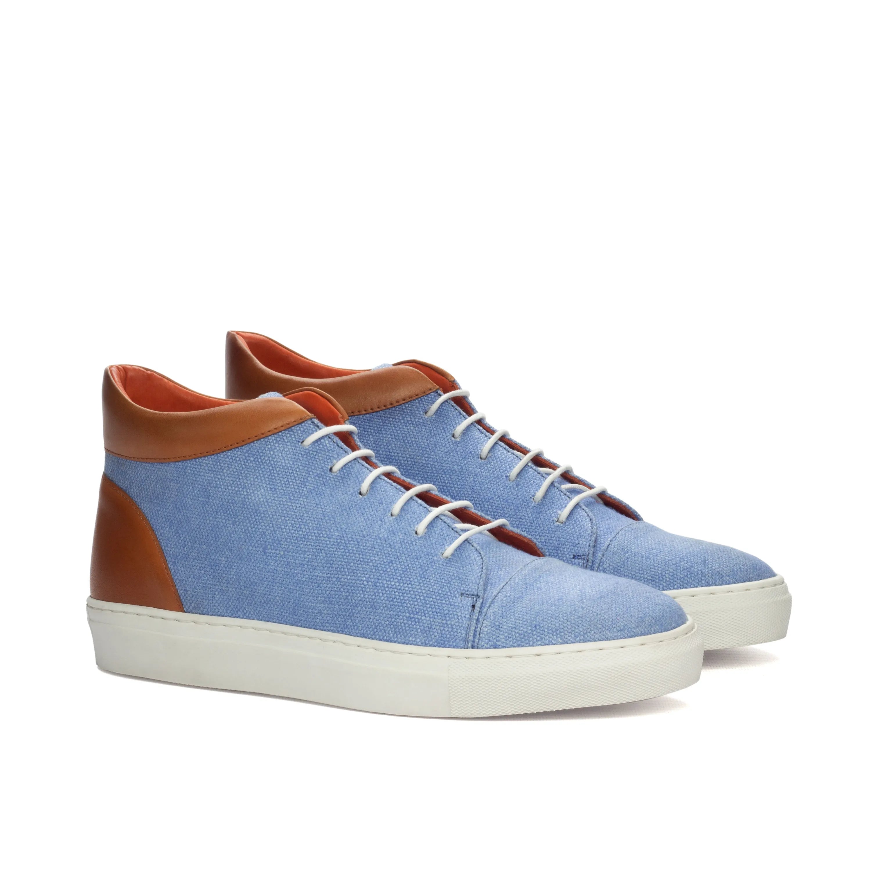 Sergei high top trainer sneaker in blue and brown for men