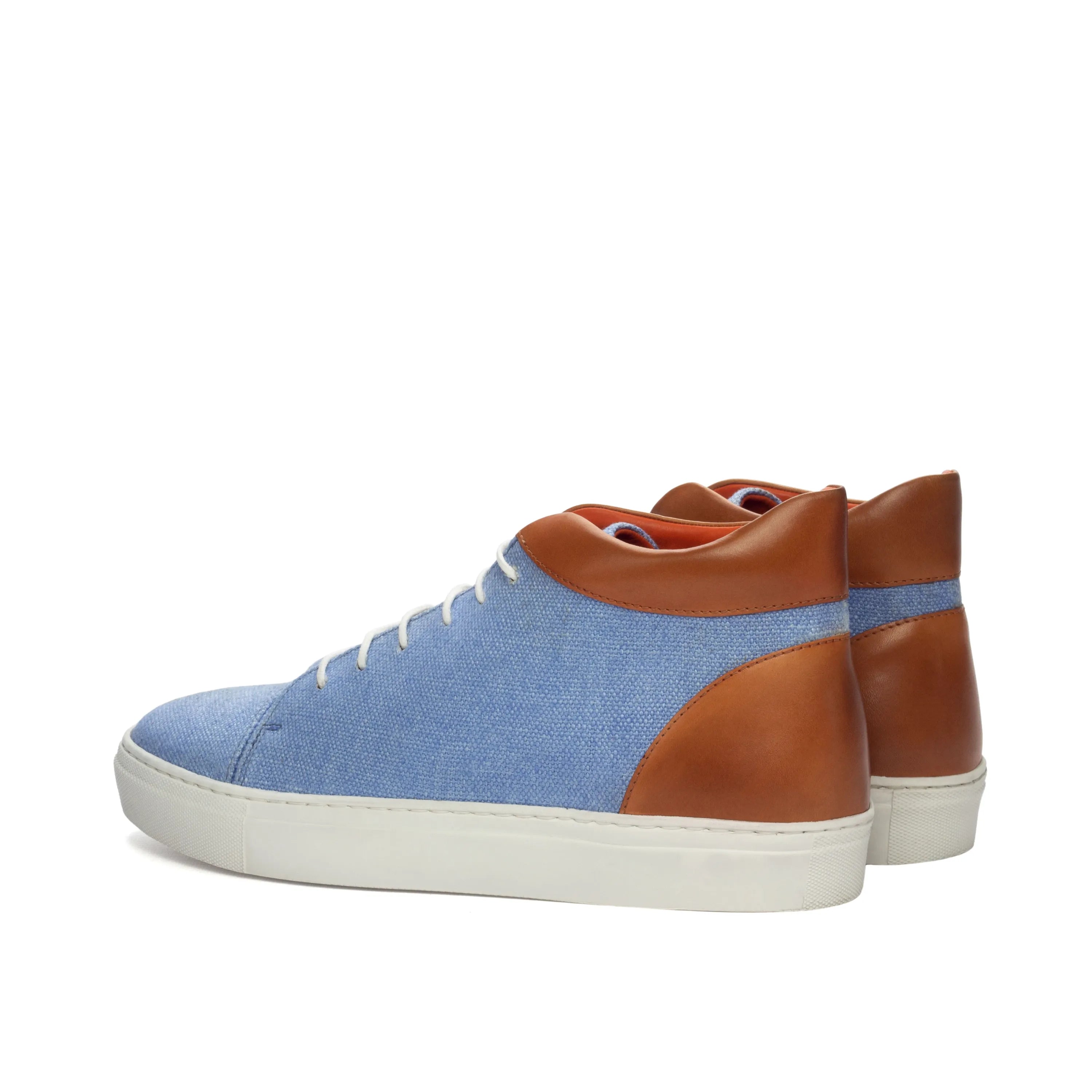 Sergei high top trainer sneaker in blue and brown for men