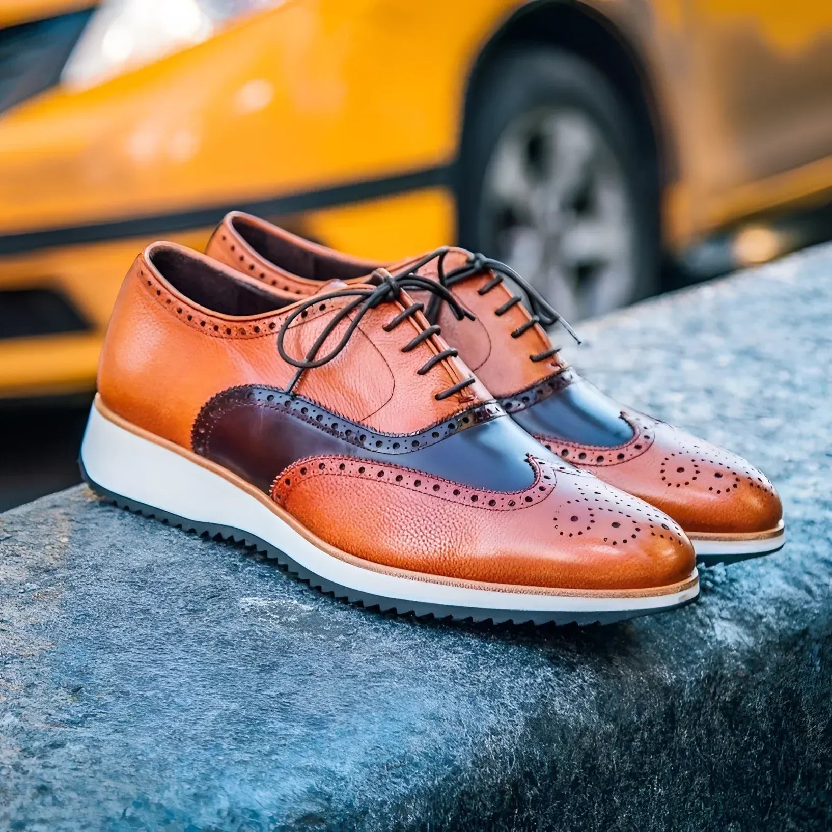 Soho Full Brogue Shoes II two-tone leather wingtip brogue shoes
