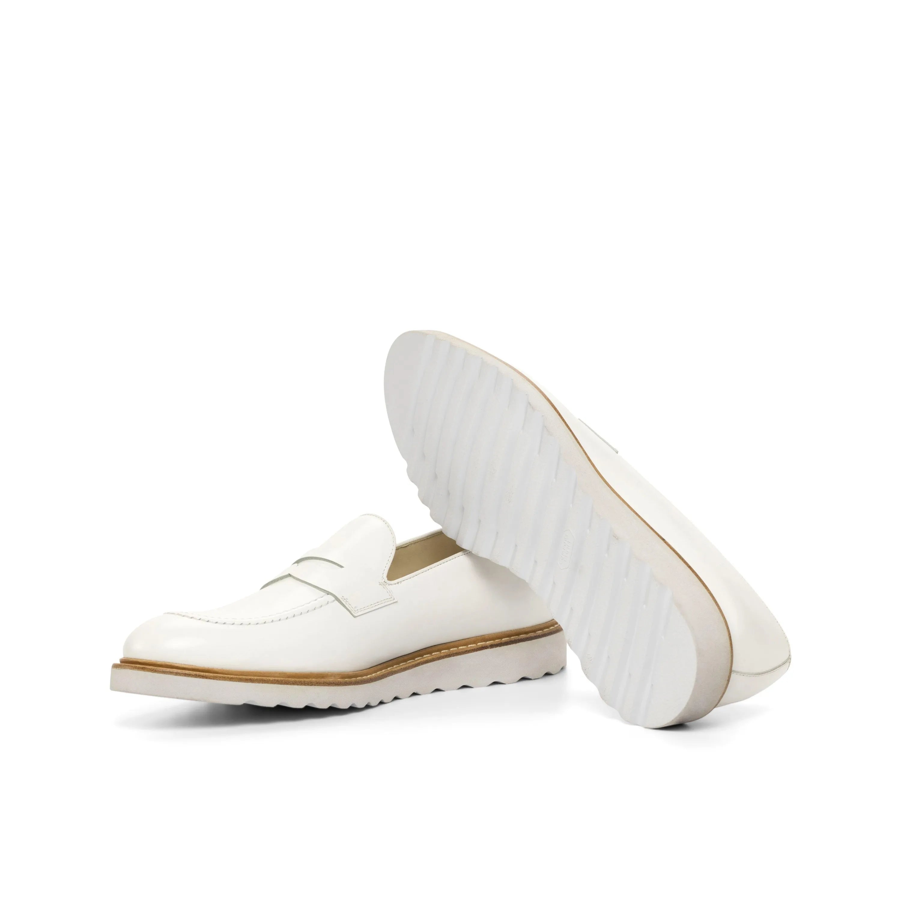 White leather Soho loafers, luxury bespoke shoes for men