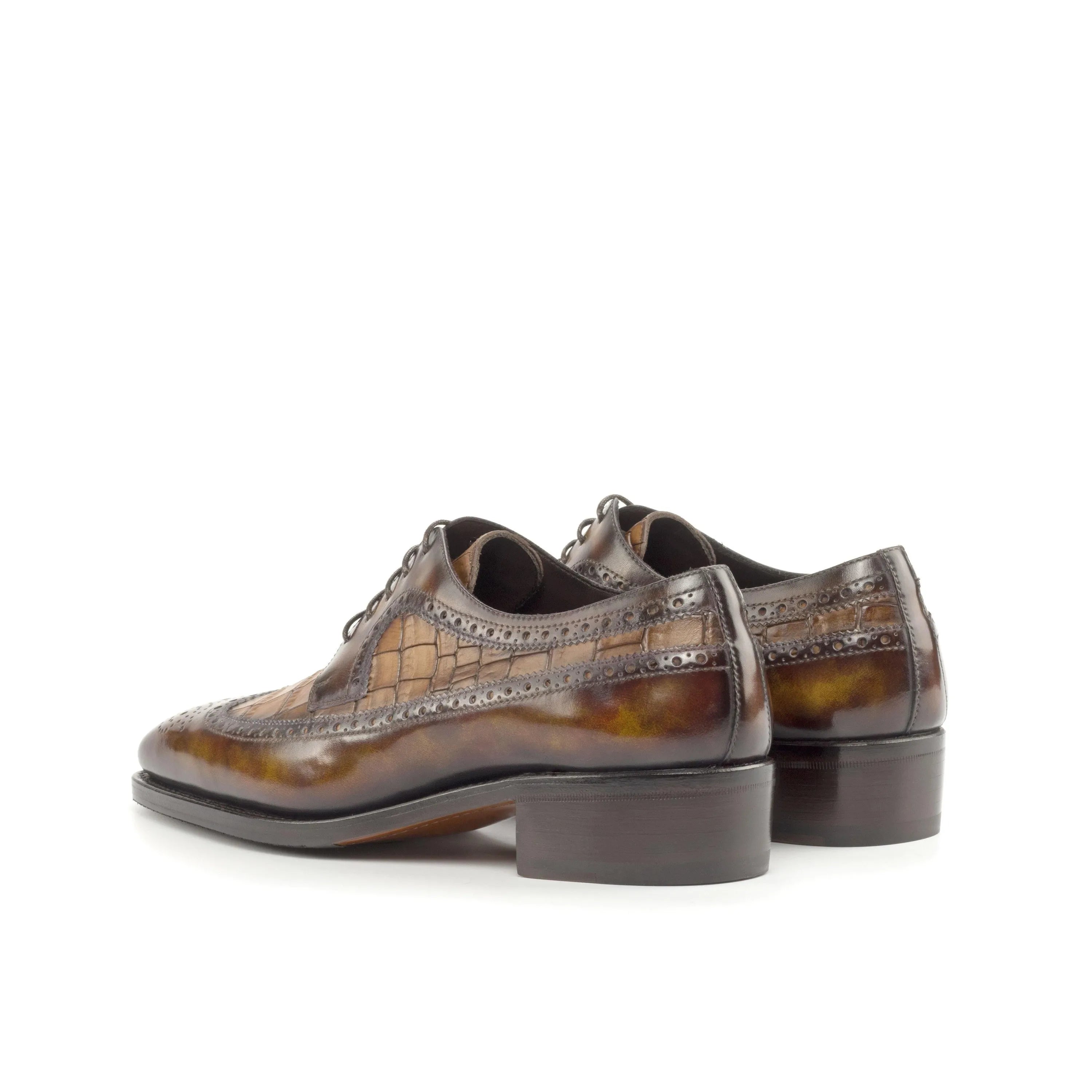 Stanley Patina Longwing Blucher brown leather dress shoes