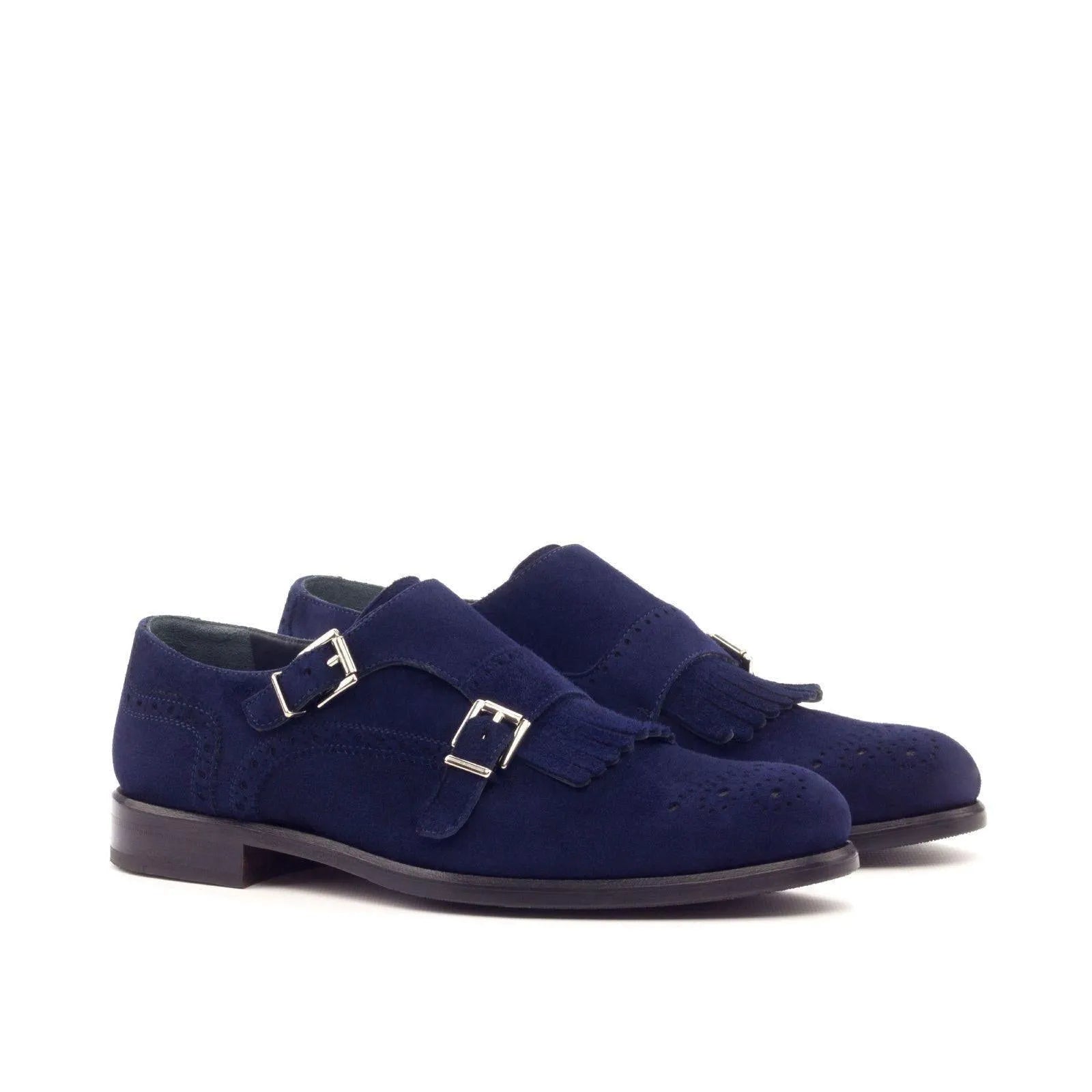Susan Kiltie ladies monk strap II blue suede double monk shoes